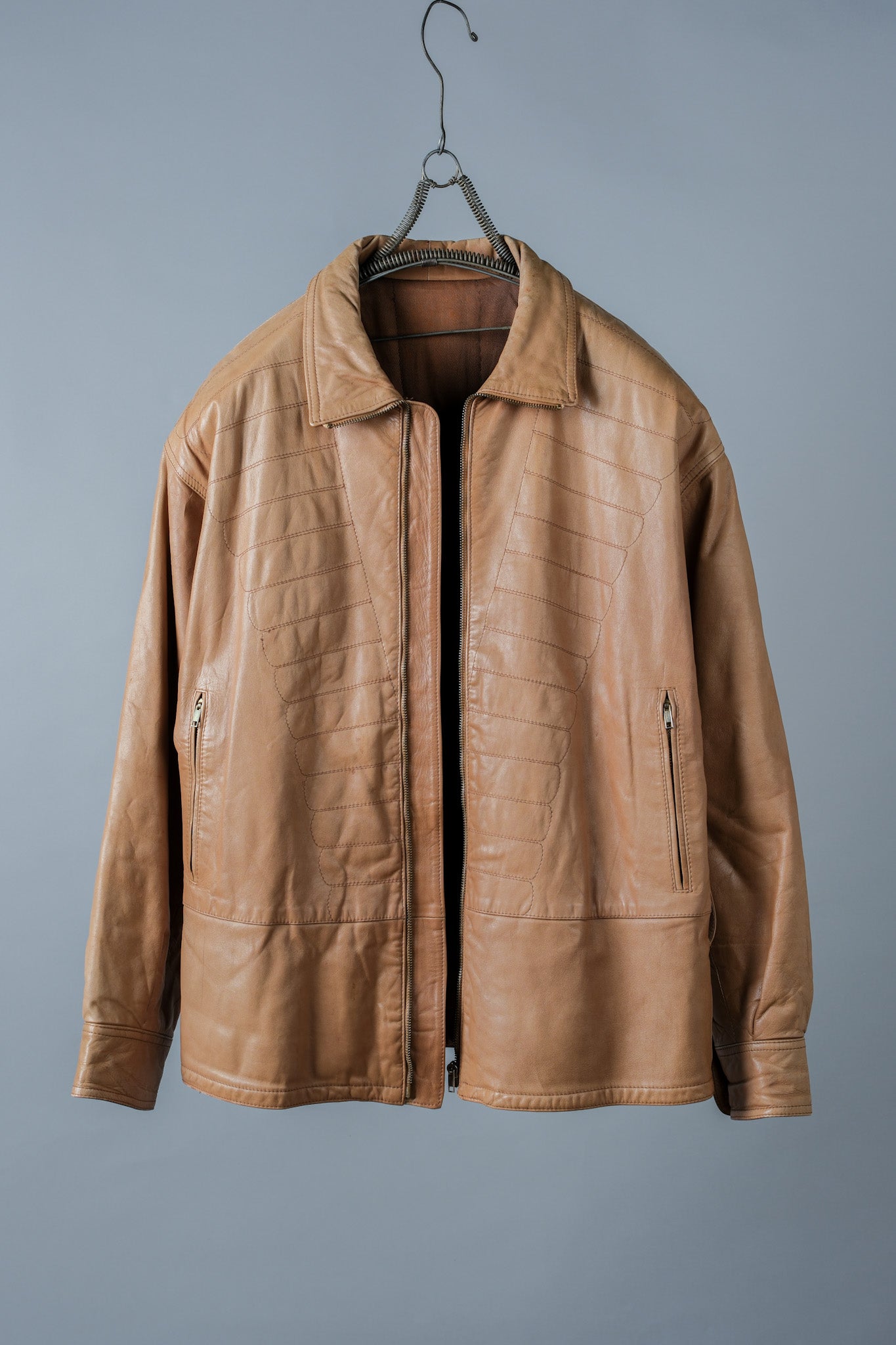 ［~80's］Old GIORGIO ARMANI Zip Up Leather Jacket Size.46