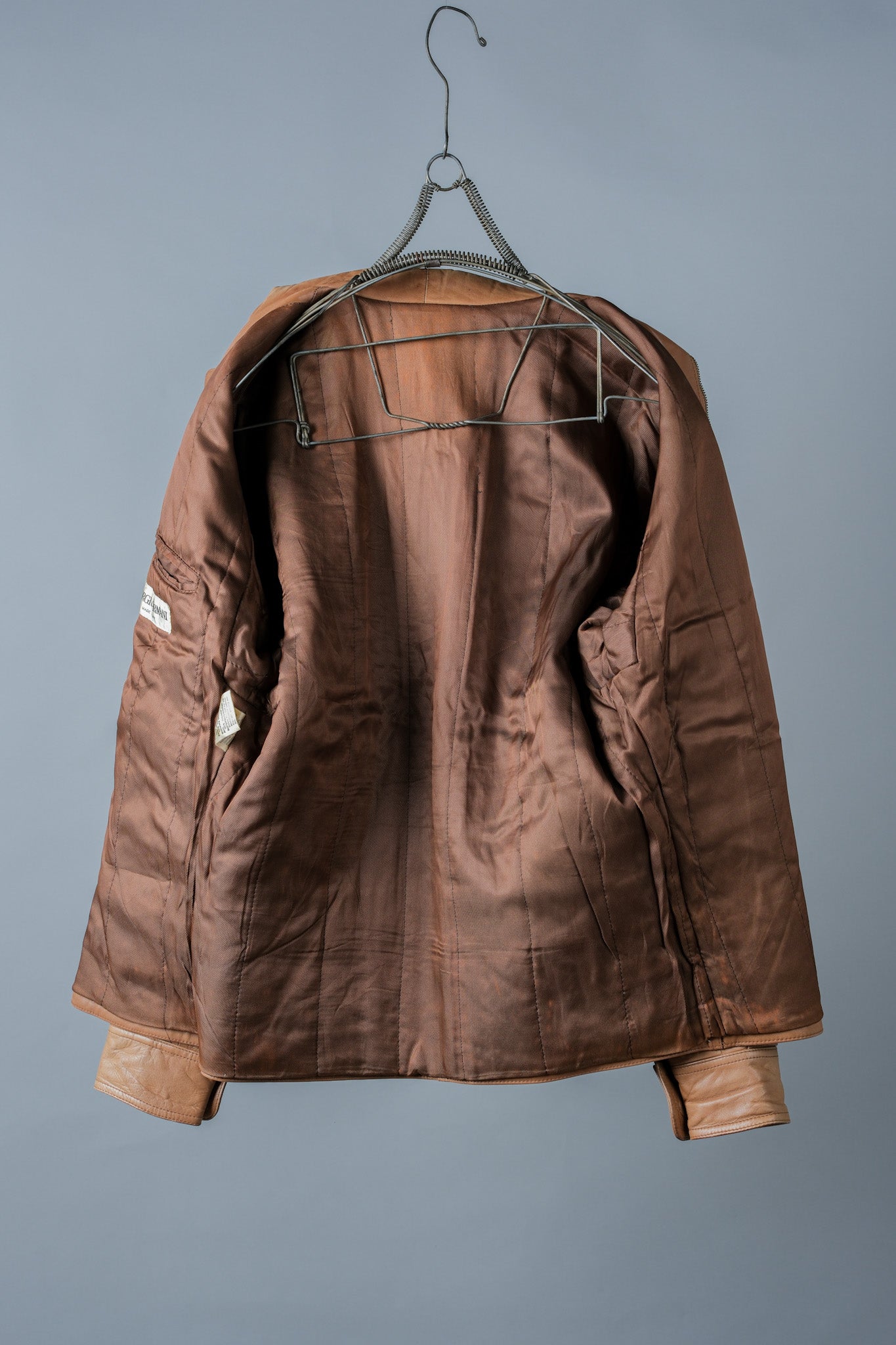 ［~80's］Old GIORGIO ARMANI Zip Up Leather Jacket Size.46