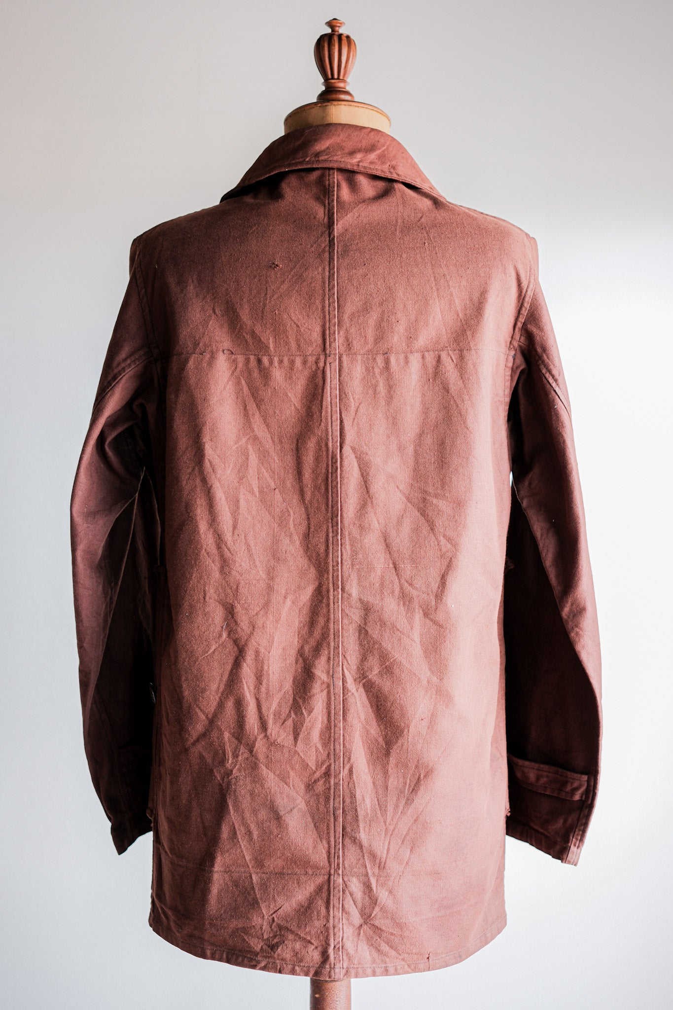 [〜20年代]法國復古紅棕色棉花亞麻狩獵夾克