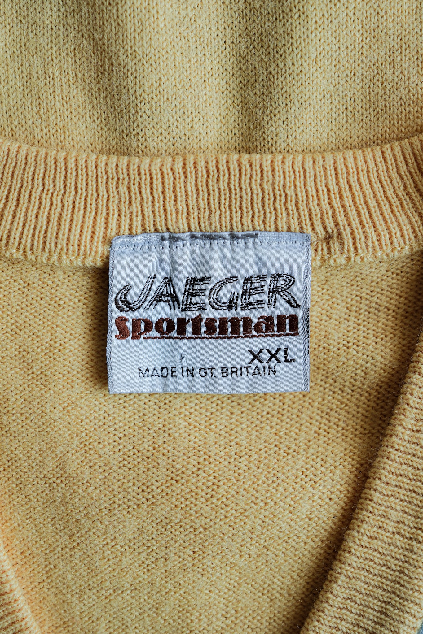 ［~80's］British Vintage Wool Acrylic V-necked Sweater Size.XXL "JAEGER SPORTSMAN"