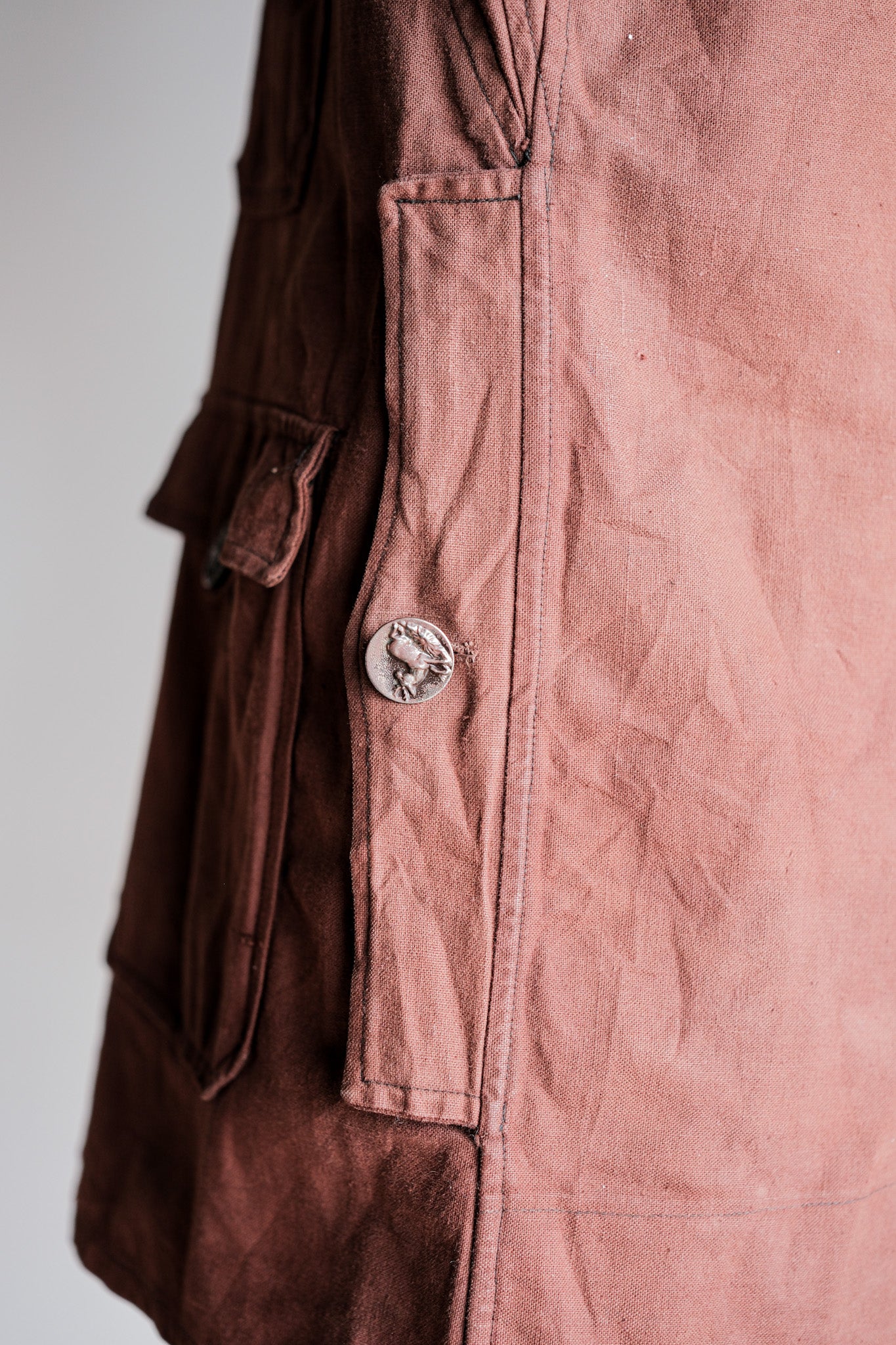 【~20's】French Vintage Reddish Brown Cotton Linen Hunting Jacket