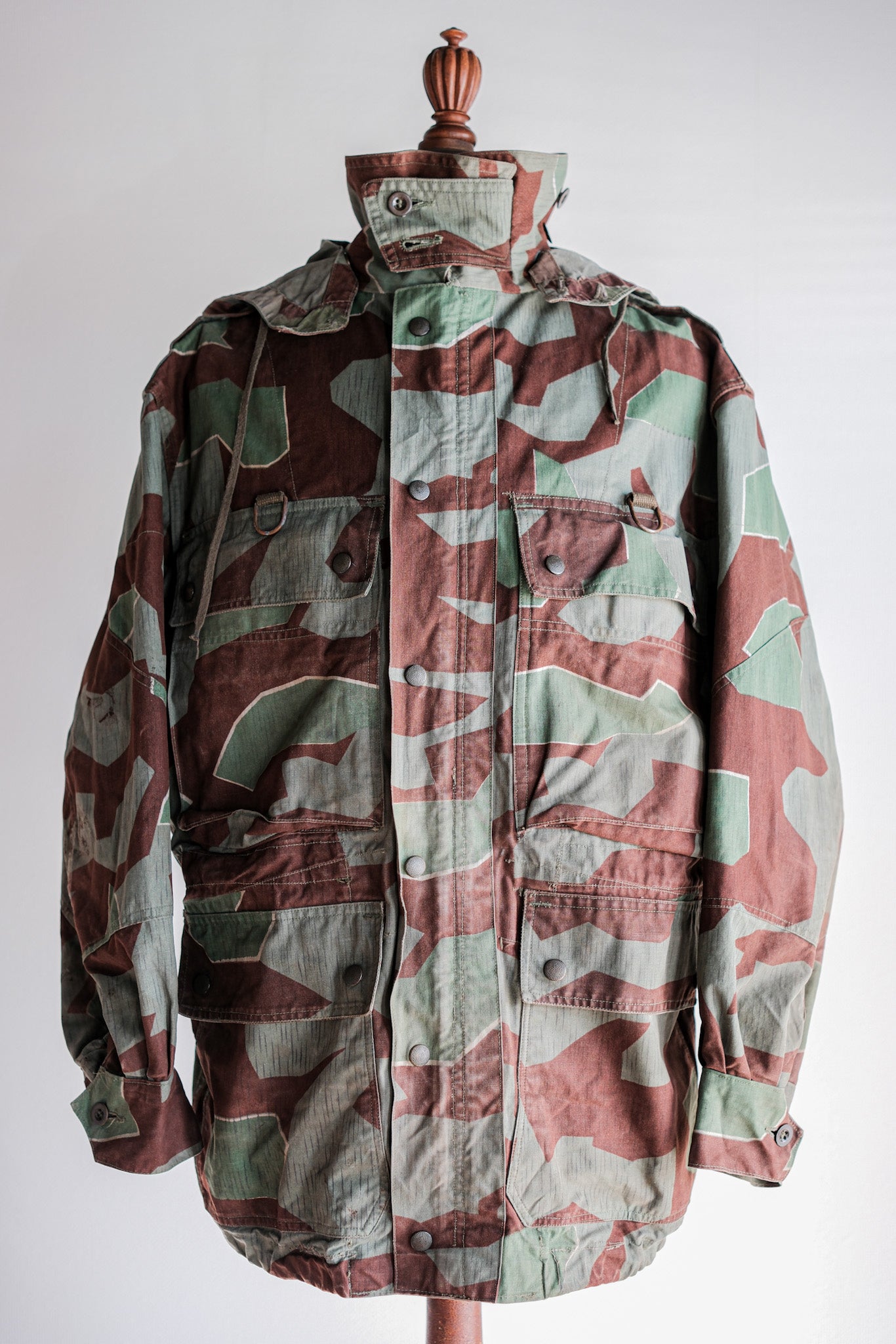 【~50's】German Army Splinter Camouflage Paratrooper Jacket With Hood Size.174-88