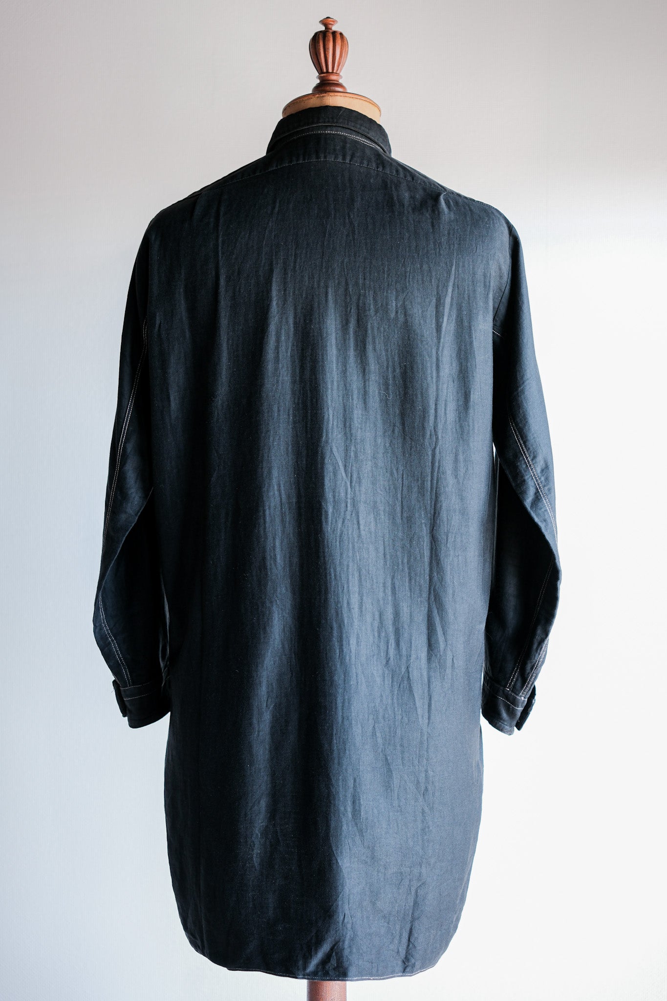 ［~30's］French Vintage Black Light Moleskin Grandpa Shirt