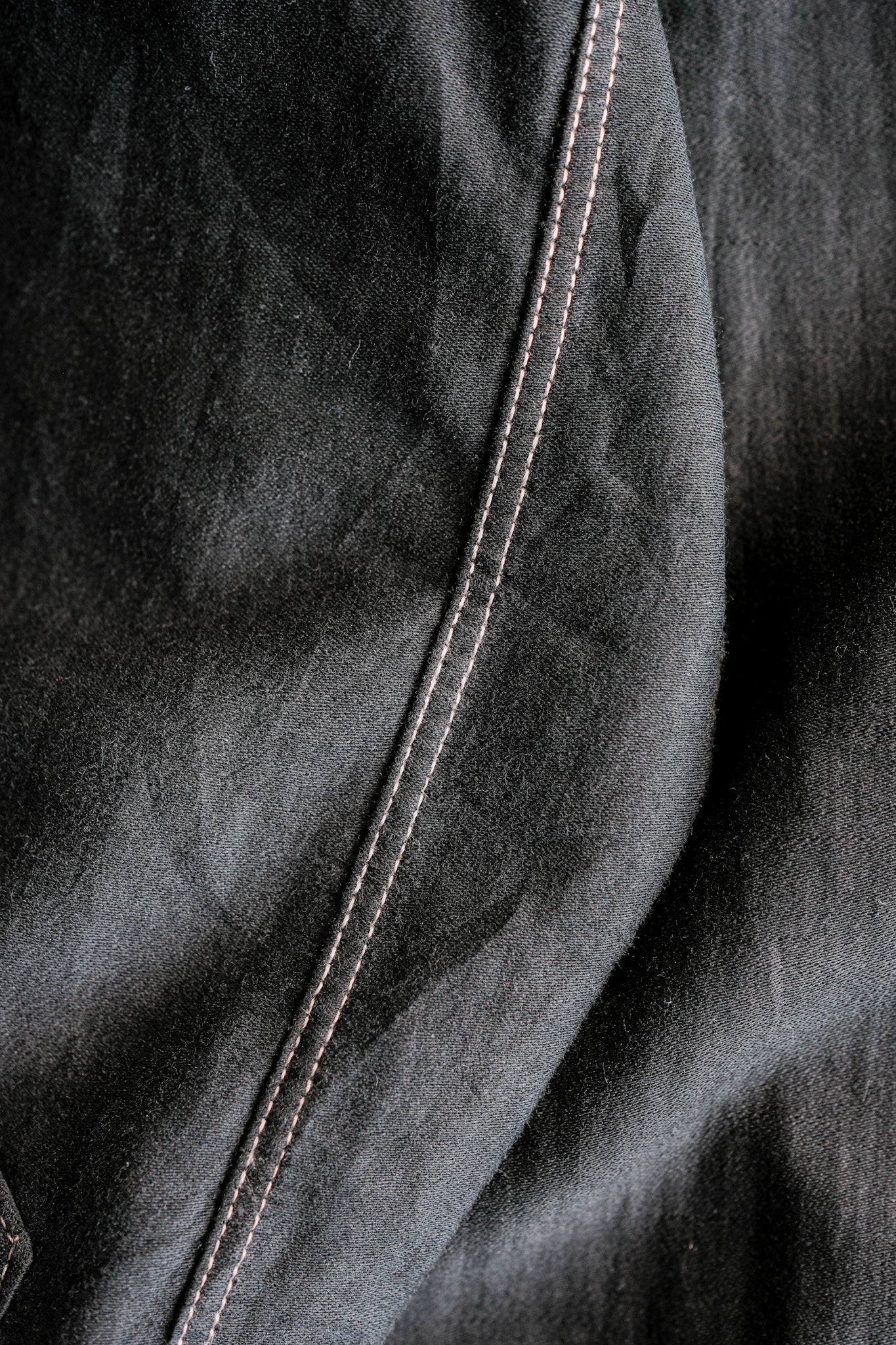 ［~30's］French Vintage Black Light Moleskin Grandpa Shirt