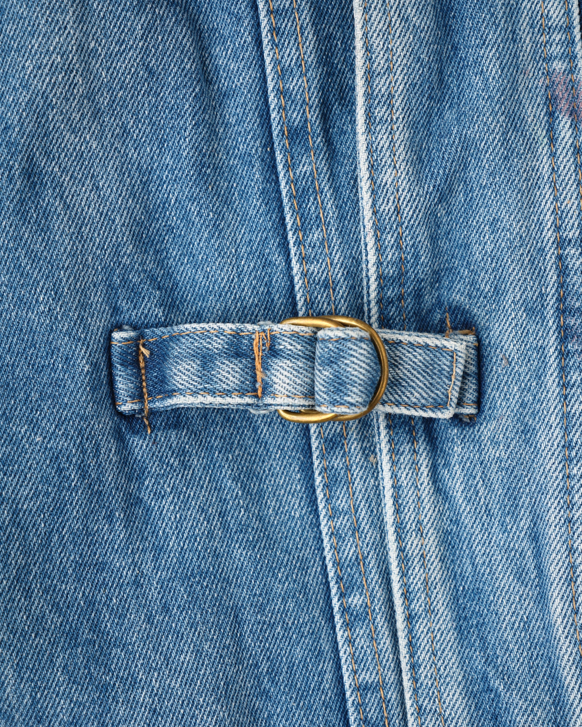 【~80’s】Italian Vintage D-ring Strap Front Design Denim Blouson Size.44