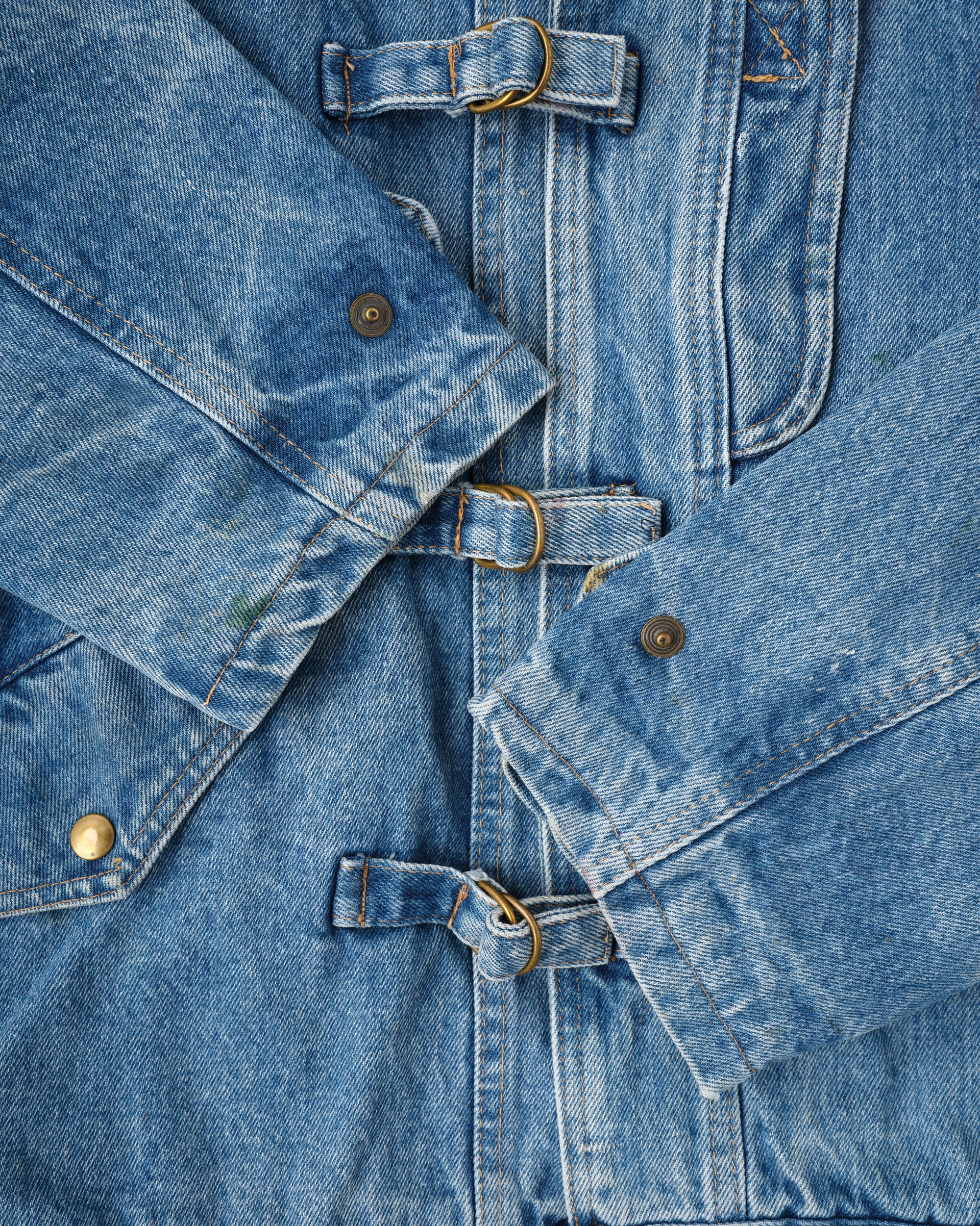 【~80’s】Italian Vintage D-ring Strap Front Design Denim Blouson Size.44