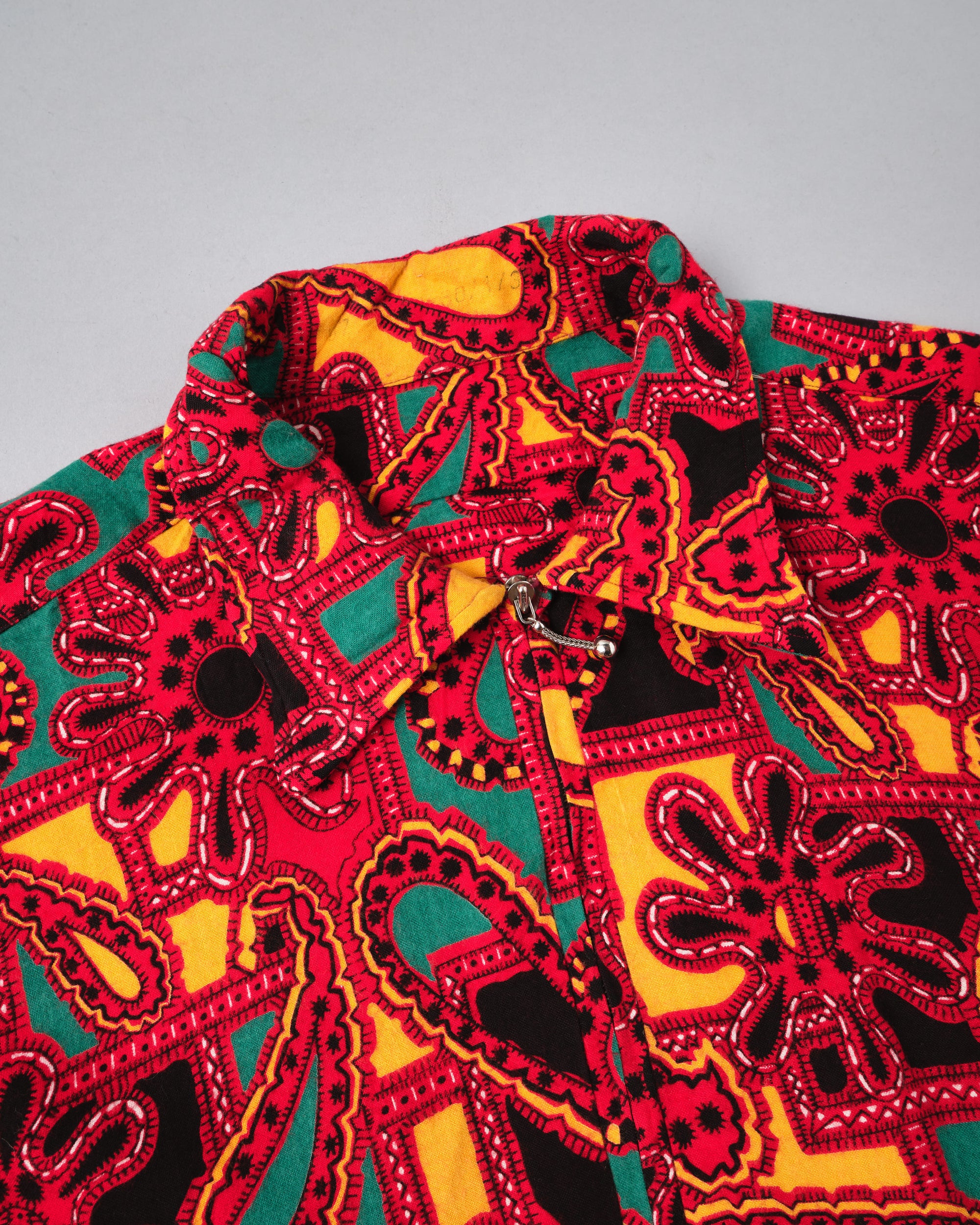 ［~70’s］German Vintage Atomic Pattern Half Zip Rayon Shirt