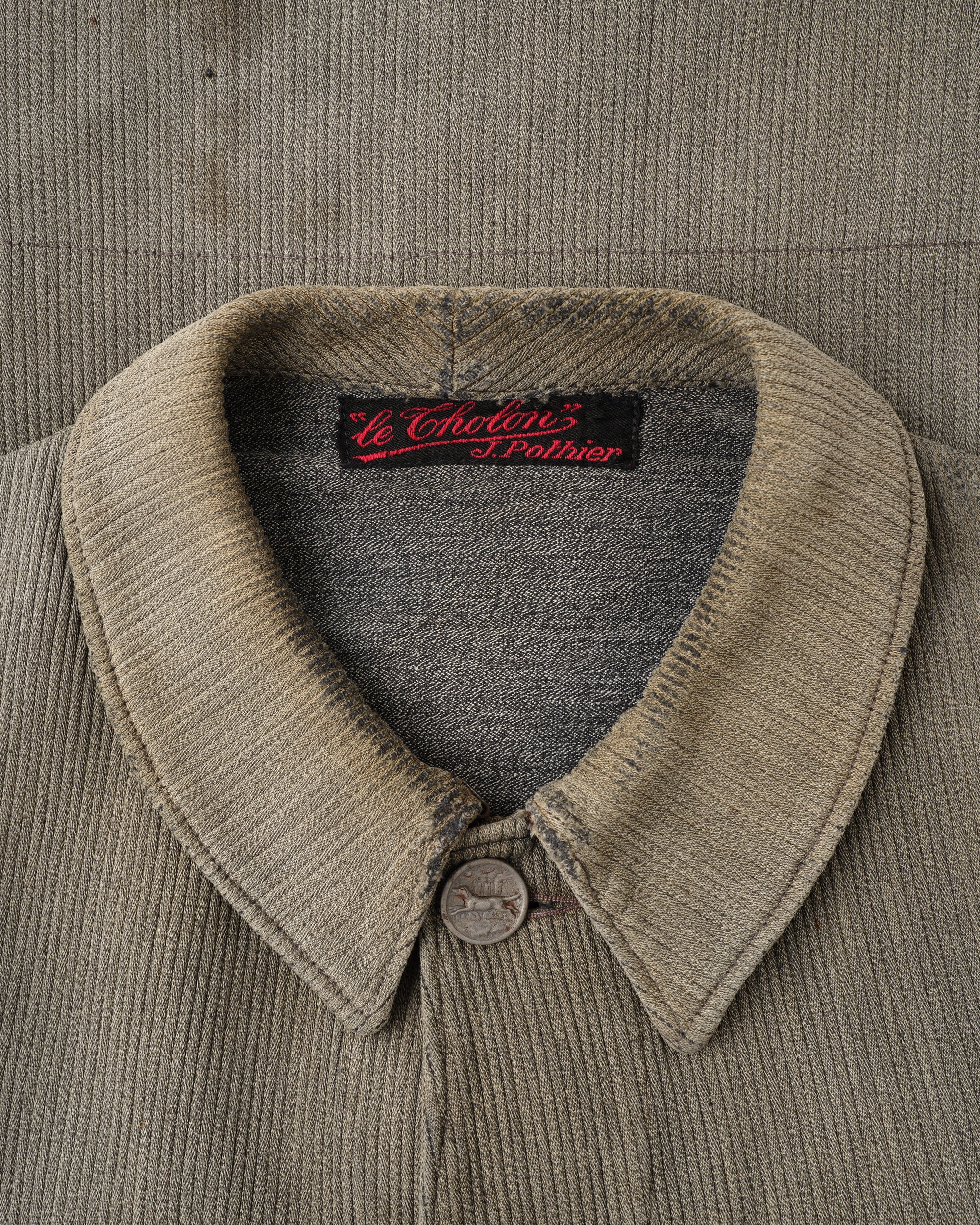 ［~40's］French Vintage Gray Cotton Pique Hunting Jacket "Salt & Pepper Lining"