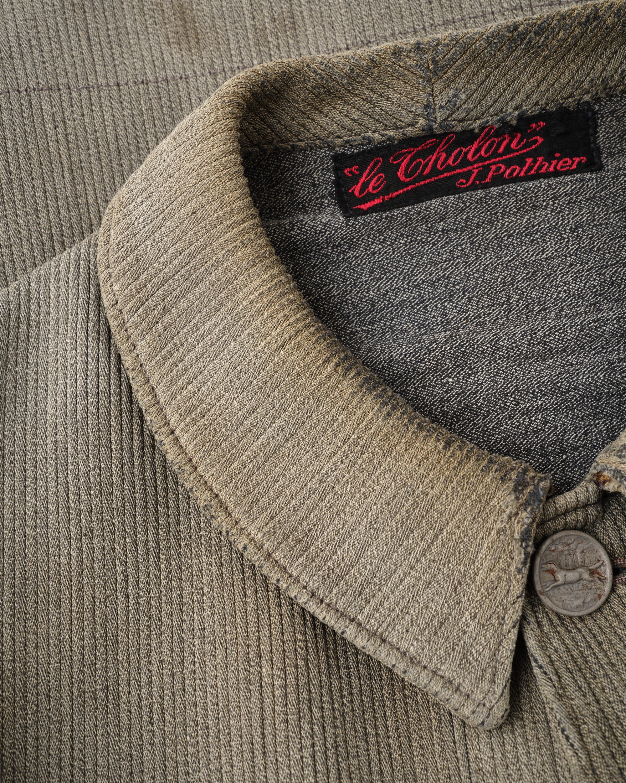 ［~40's］French Vintage Gray Cotton Pique Hunting Jacket "Salt & Pepper Lining"