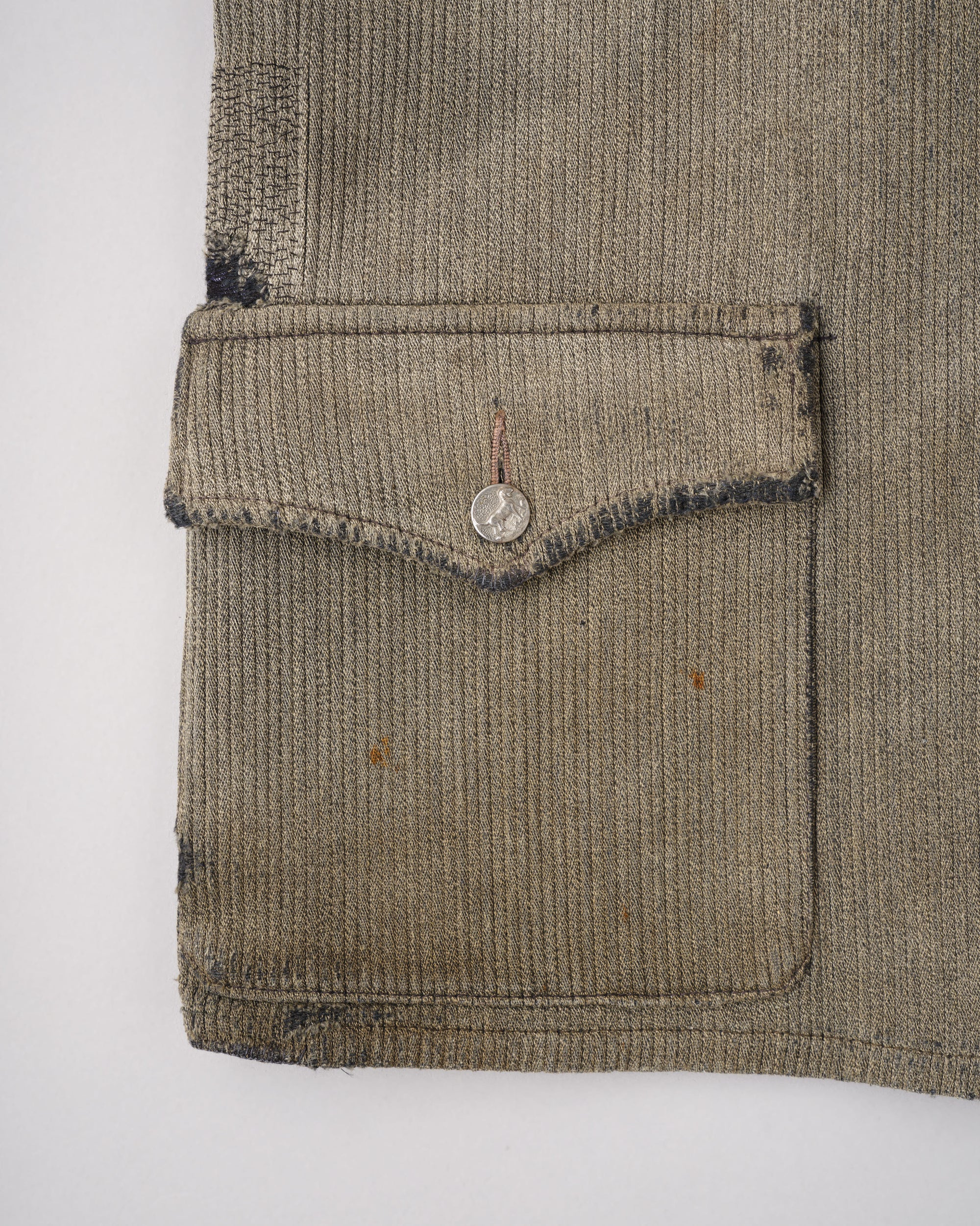 ［~40's］French Vintage Gray Cotton Pique Hunting Jacket "Salt & Pepper Lining"
