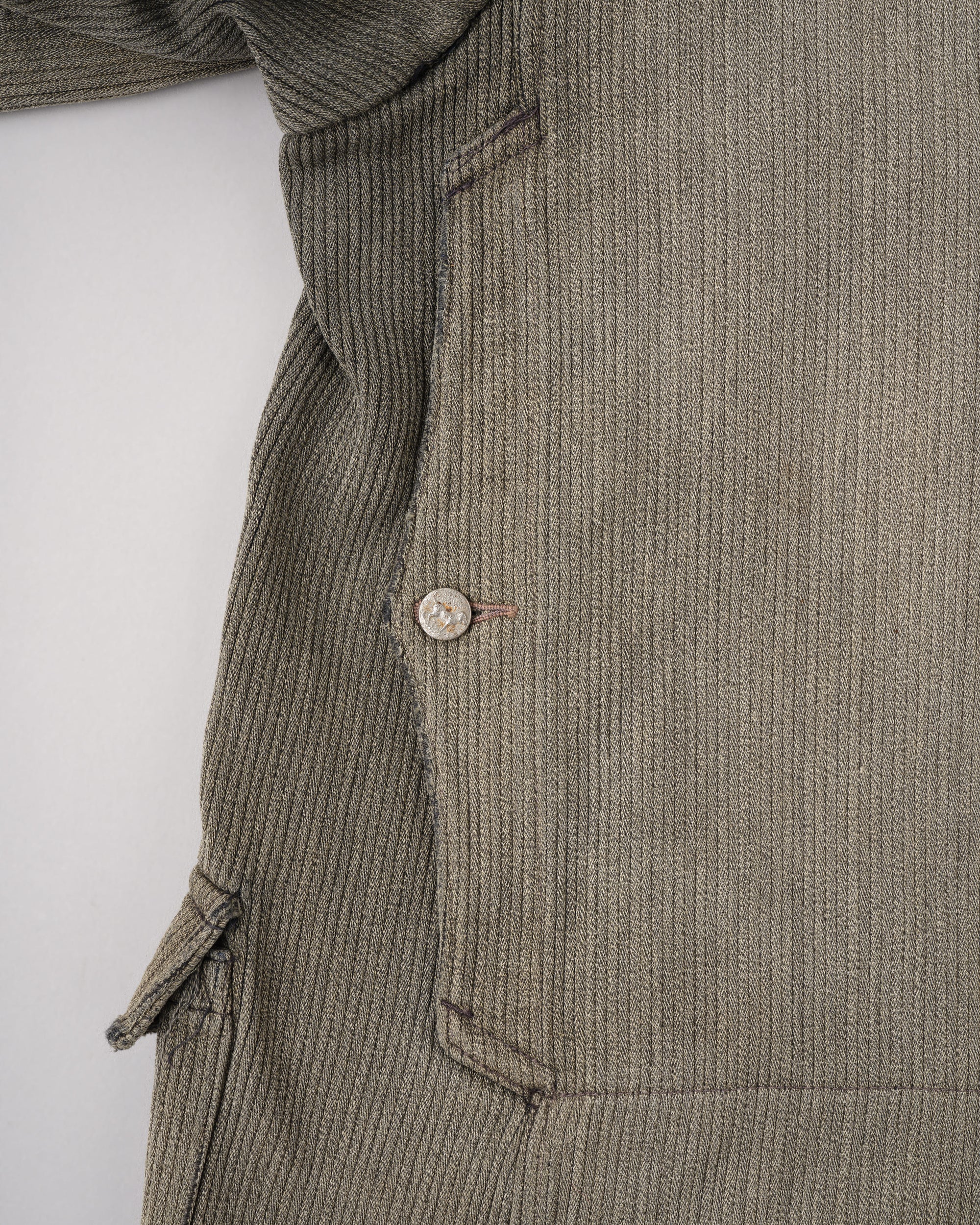 ［~40's］French Vintage Gray Cotton Pique Hunting Jacket "Salt & Pepper Lining"