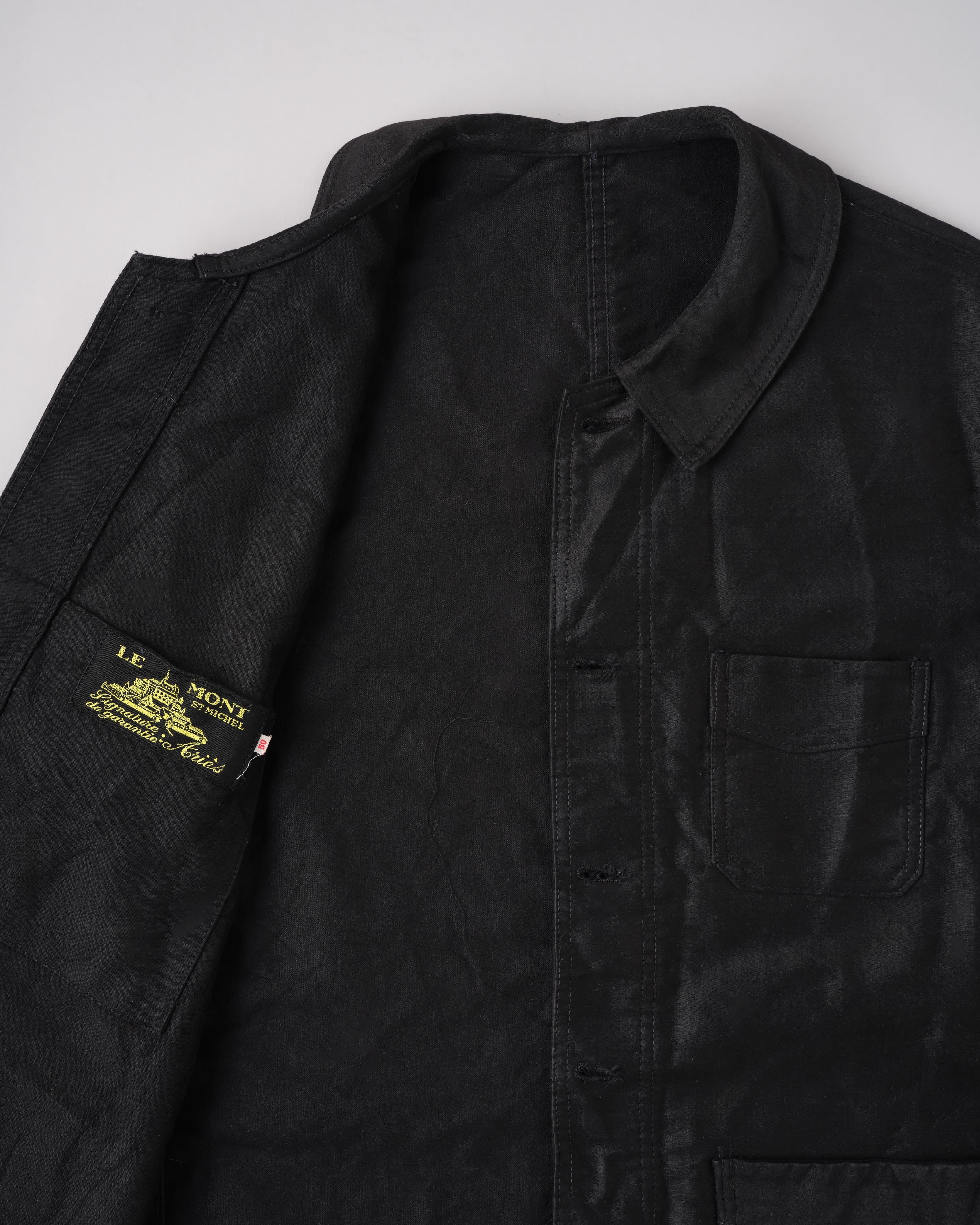 50's］French Vintage Black Moleskin Work Jacket Size.50 
