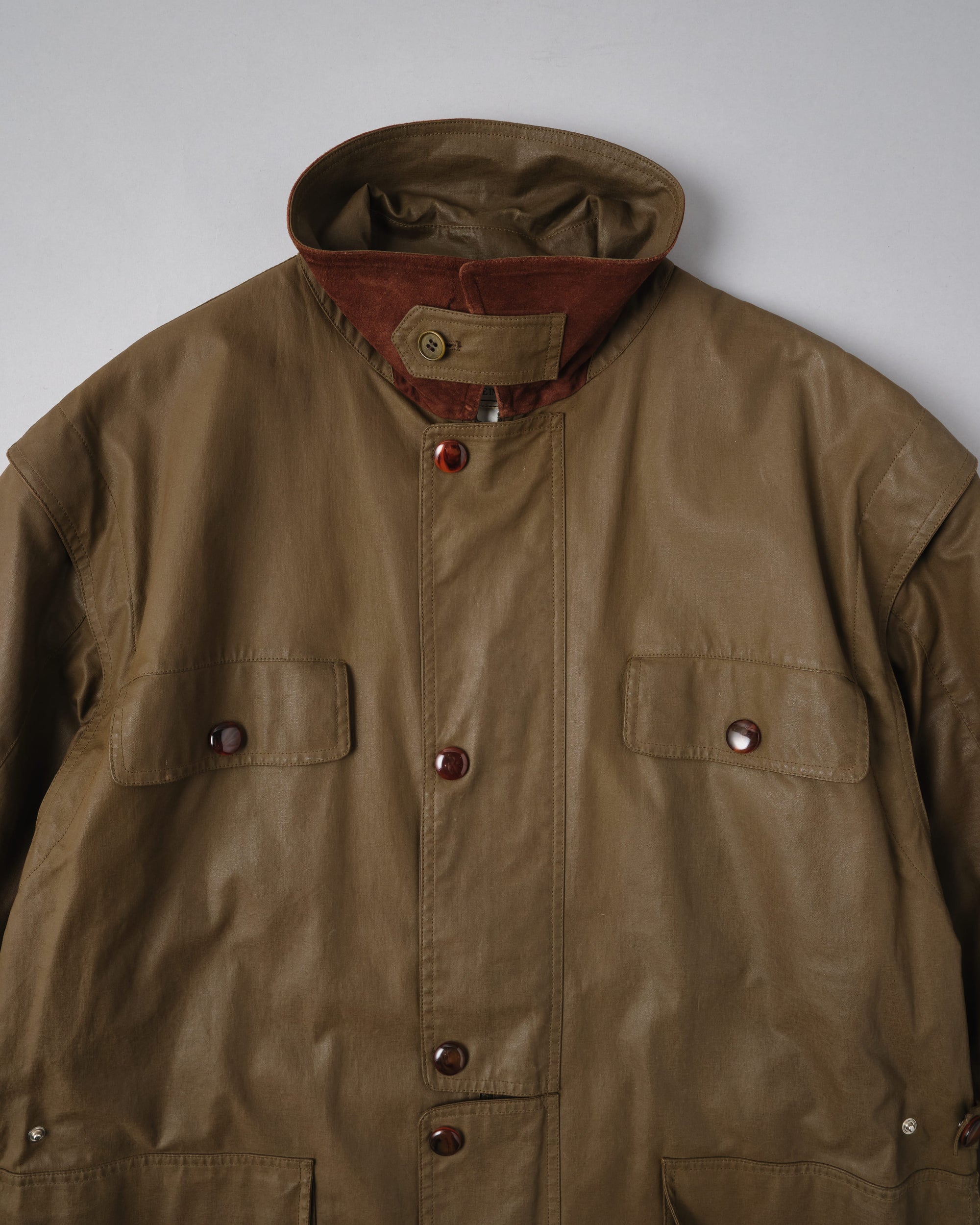 ［~80’s］Old GUCCI Detachable Sleeve Cotton Polyester 4 Pockets Jacket With Chin Strap Size.50