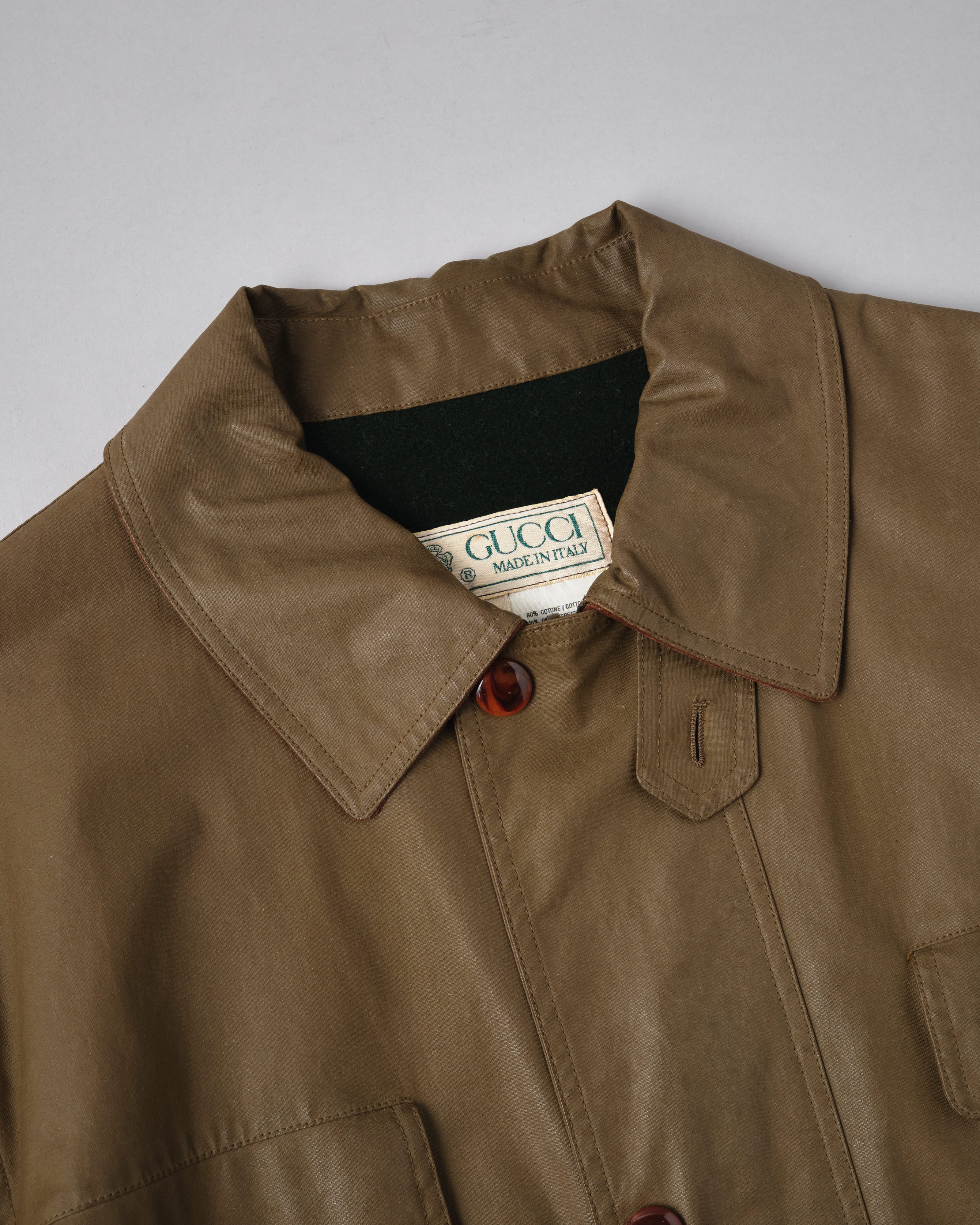 【~80’s】Old GUCCI Detachable Sleeve Cotton Polyester 4 Pockets Jacket With Chin Strap Size.50
