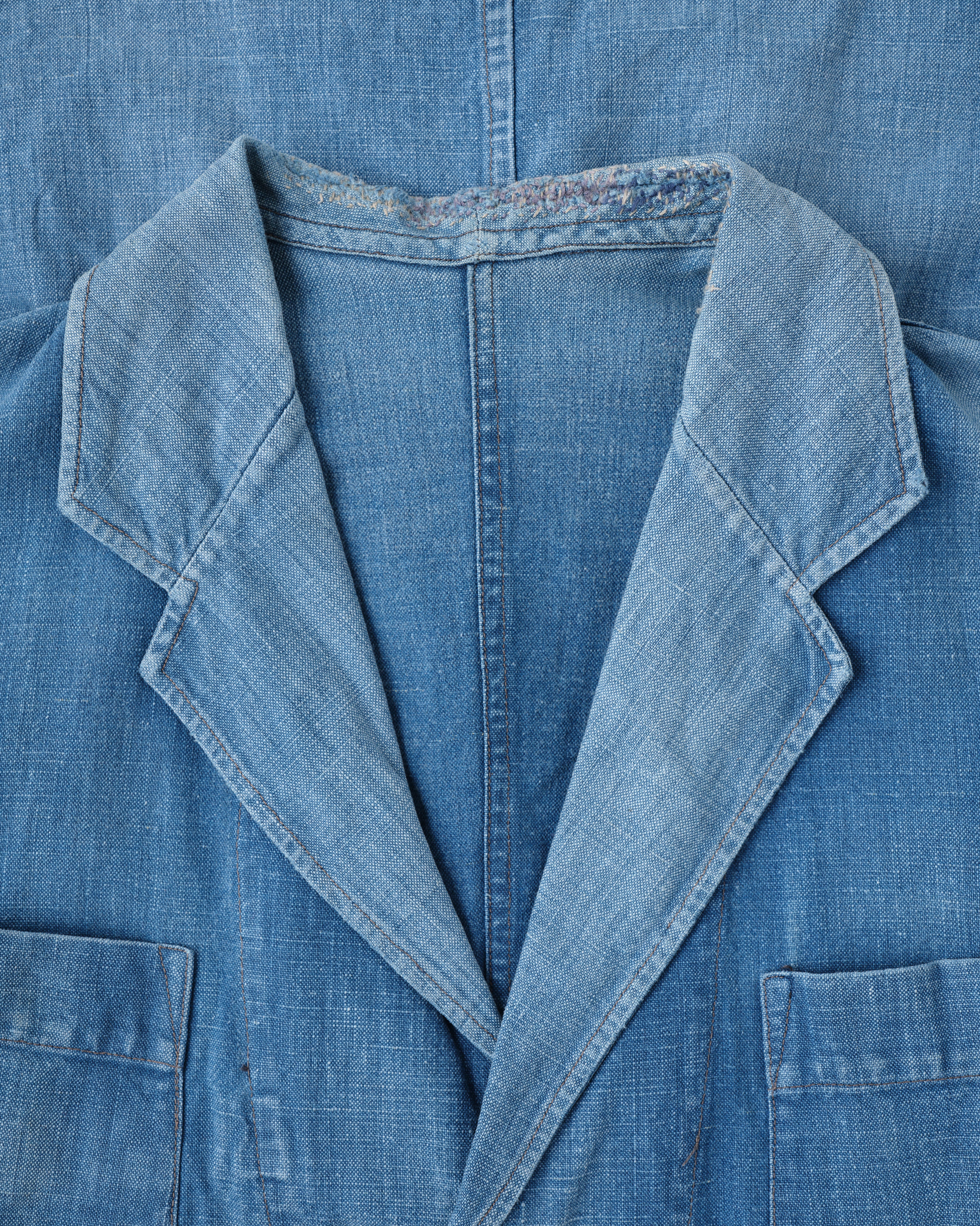 40's】French Vintage Indigo Metis 4 Pockets Lapel Work Jacket