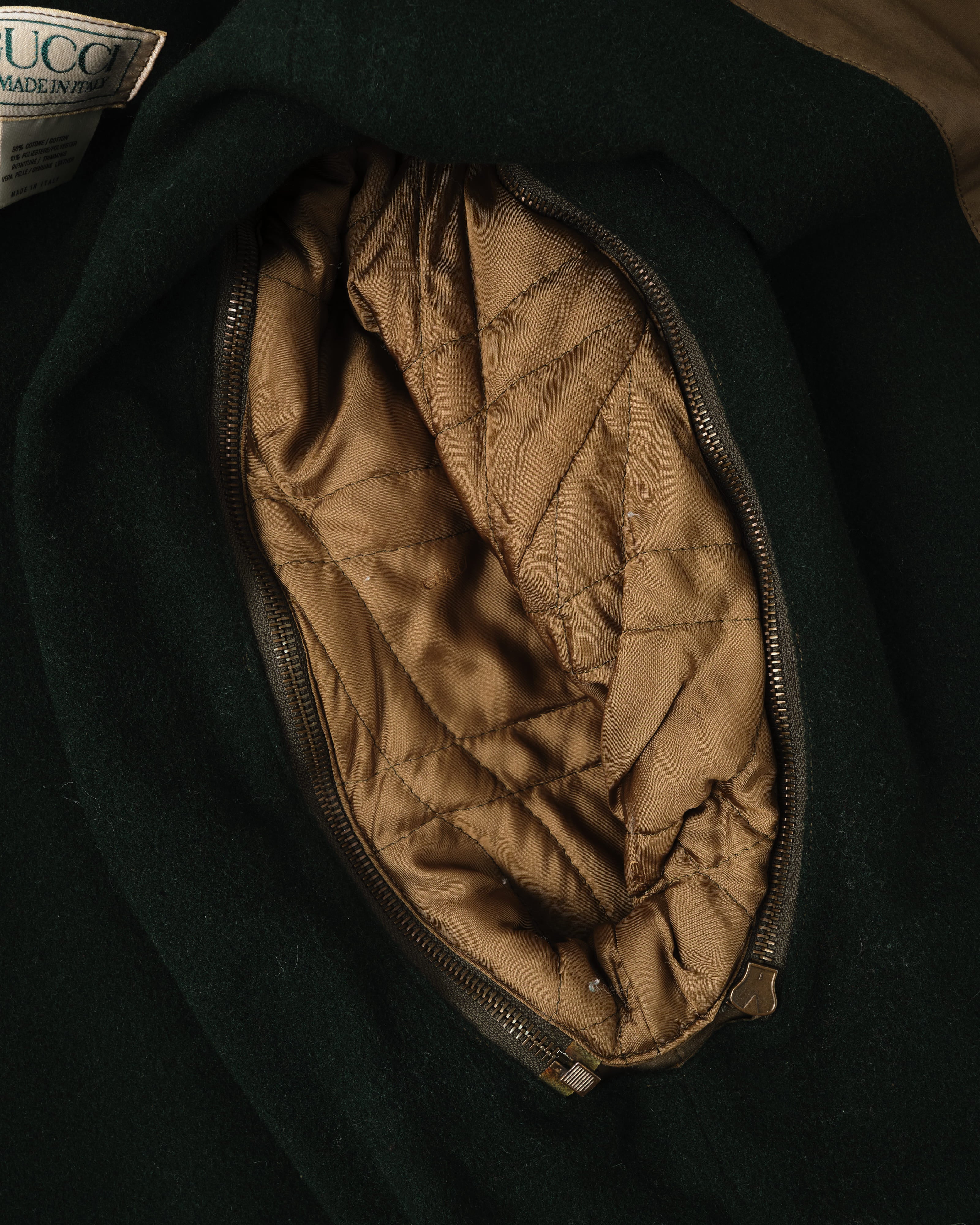 【~80’s】Old GUCCI Detachable Sleeve Cotton Polyester 4 Pockets Jacket With Chin Strap Size.50