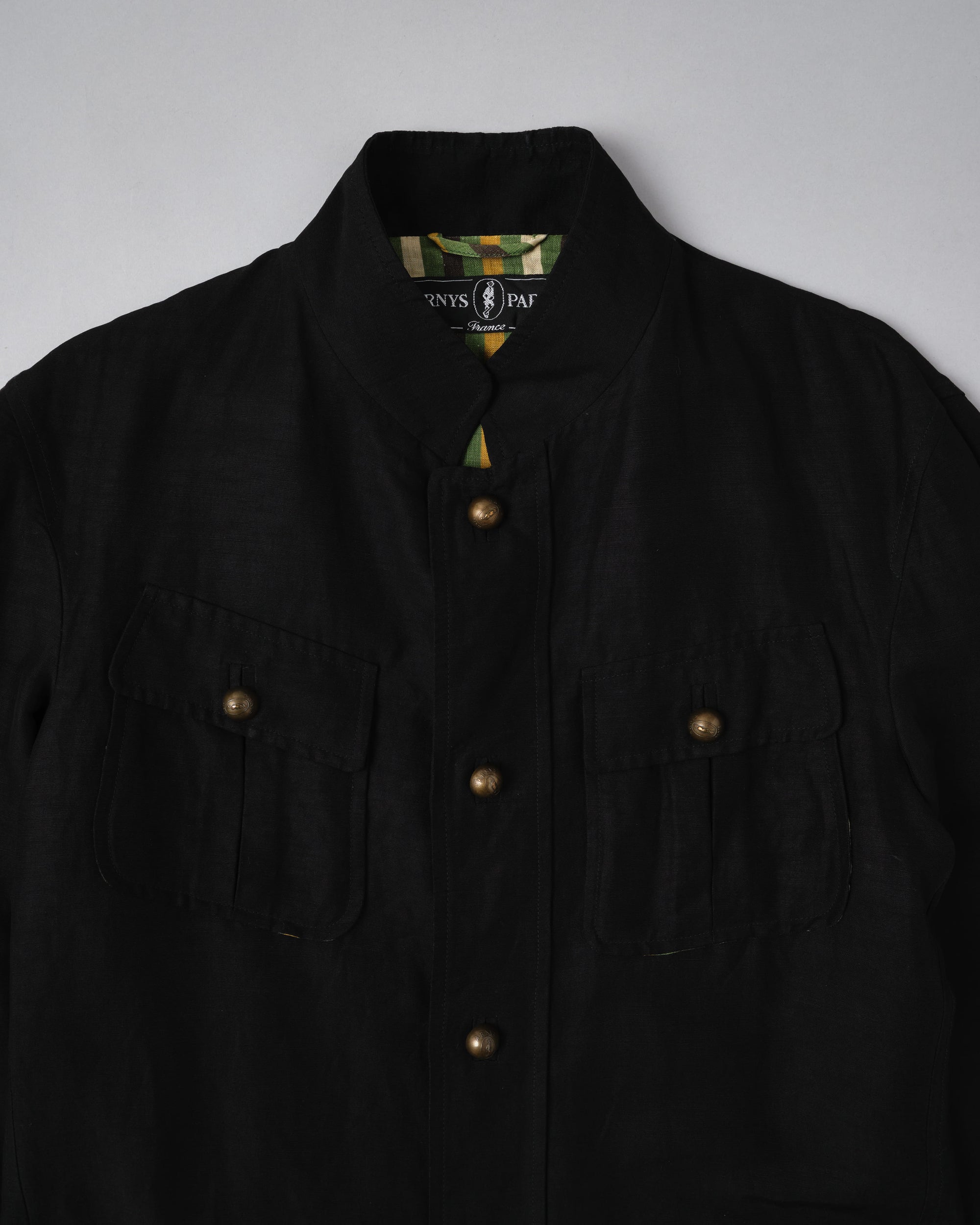 ［~00's］Old ARNYS PARIS Silk Linen Stand Collar Jacket Size.46