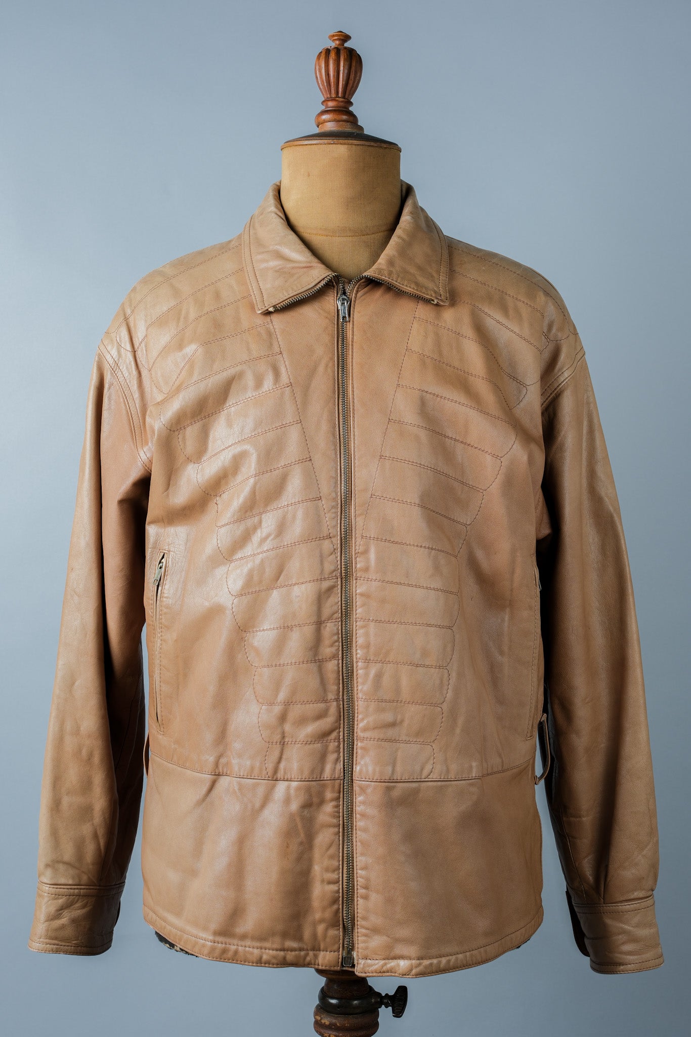 [~ 80's] OLD GIORGIO ARMANI Zip Up Leather Jacket Size.46