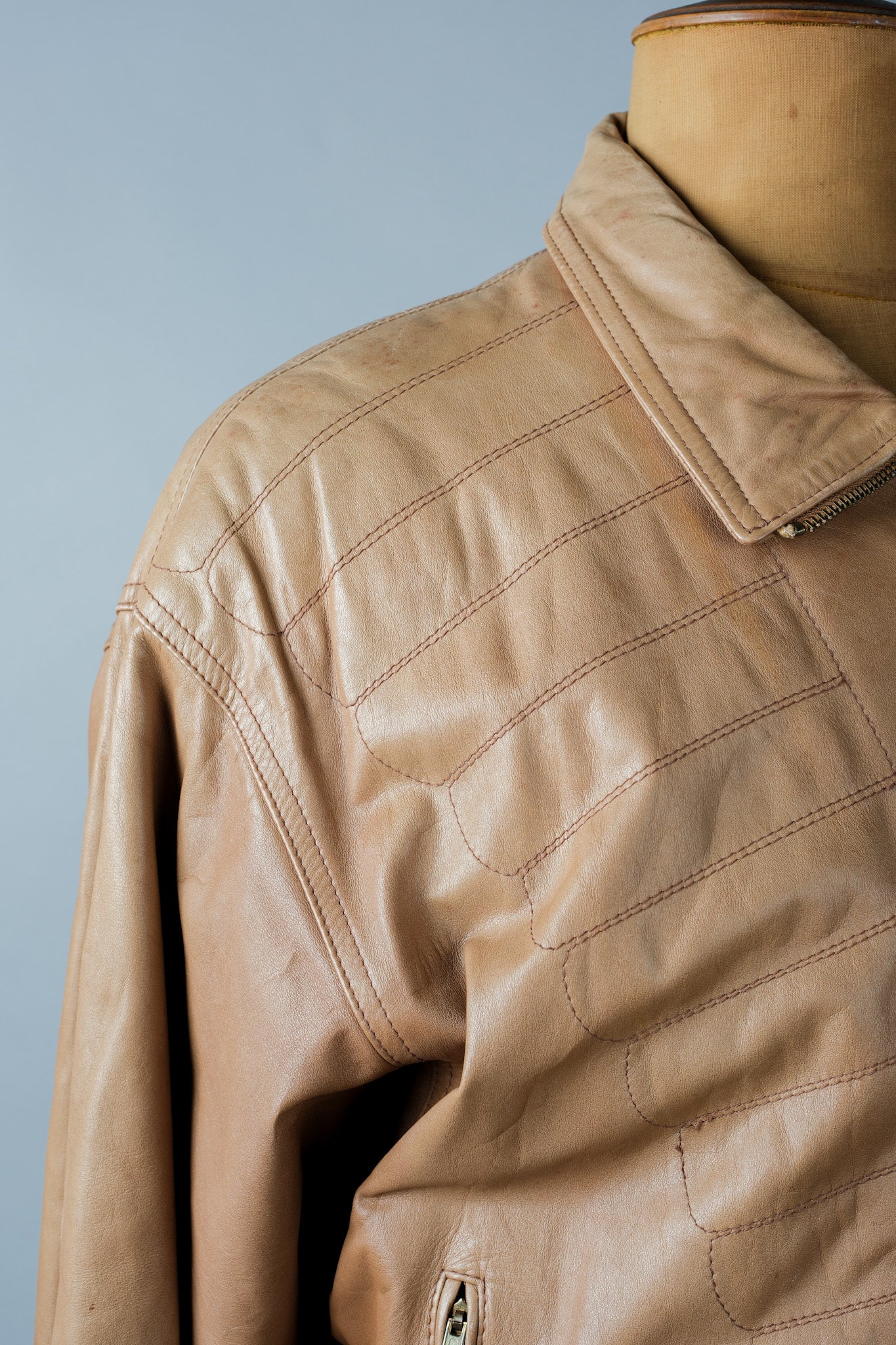 【~80's】Old GIORGIO ARMANI Zip Up Leather Jacket Size.46