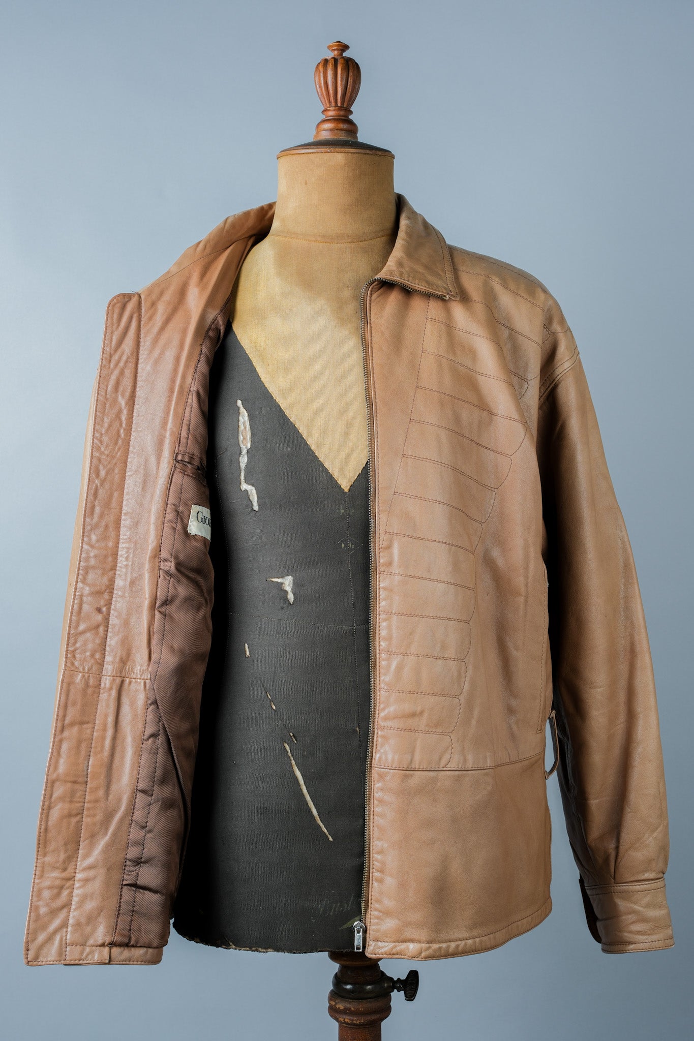 [~ 80's] OLD GIORGIO ARMANI Zip Up Leather Jacket Size.46