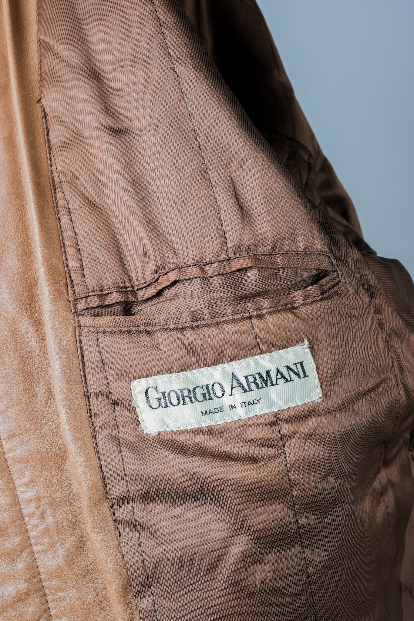 【~80's】Old GIORGIO ARMANI Zip Up Leather Jacket Size.46