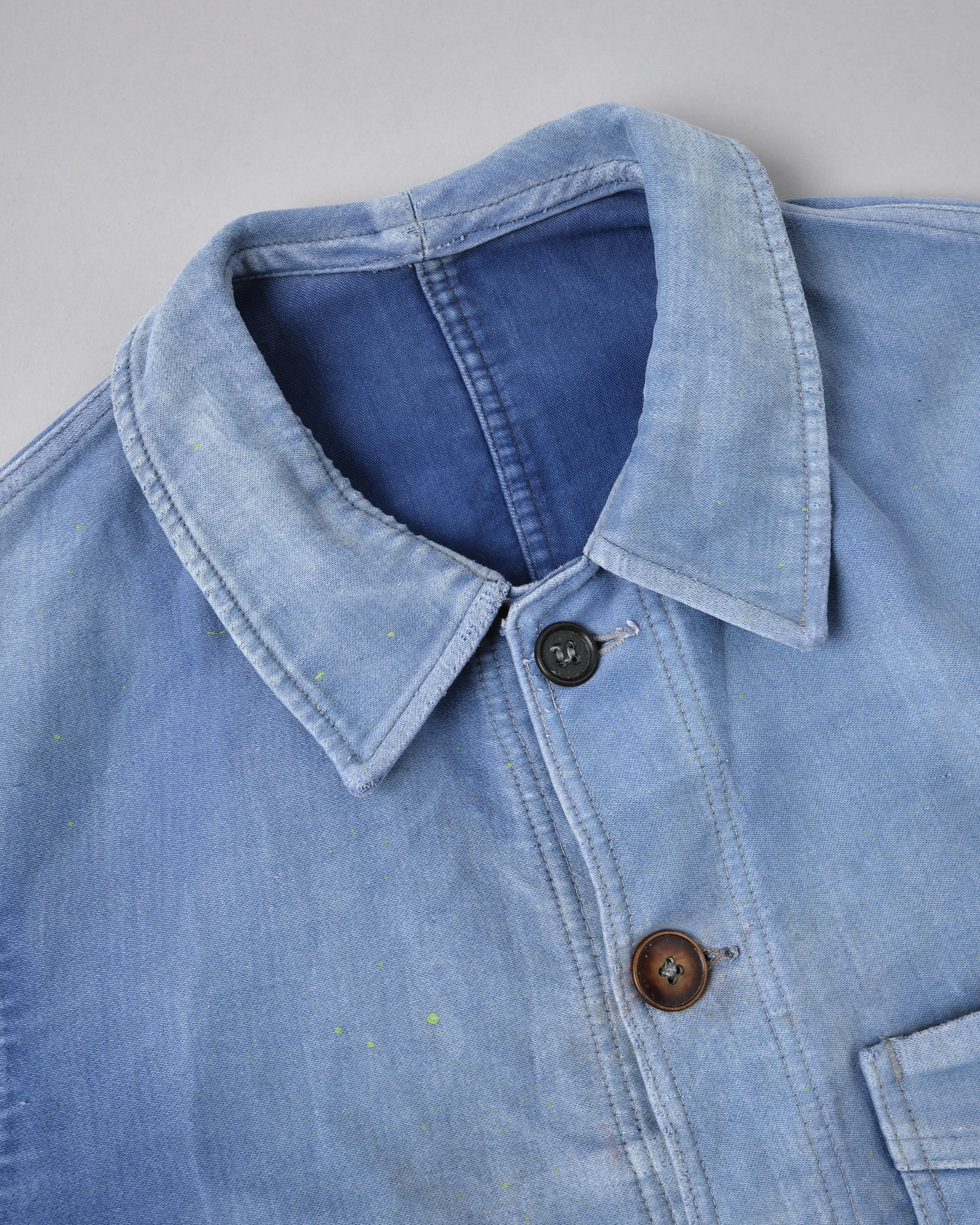 [~ 40's] Veste de travail de moleskin bleu vintage française "Adolphe Lafont"