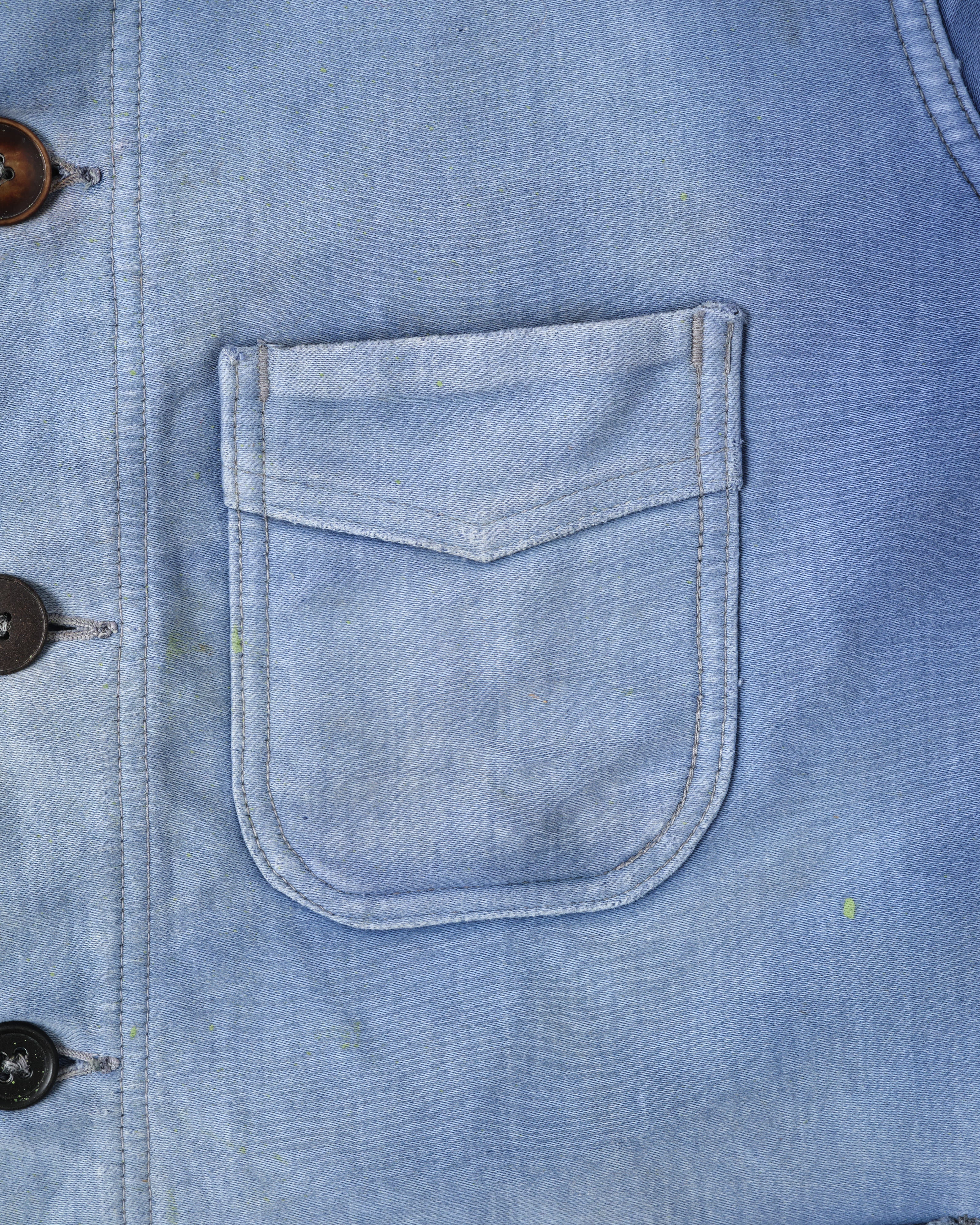 [~ 40's] Veste de travail de moleskin bleu vintage française "Adolphe Lafont"