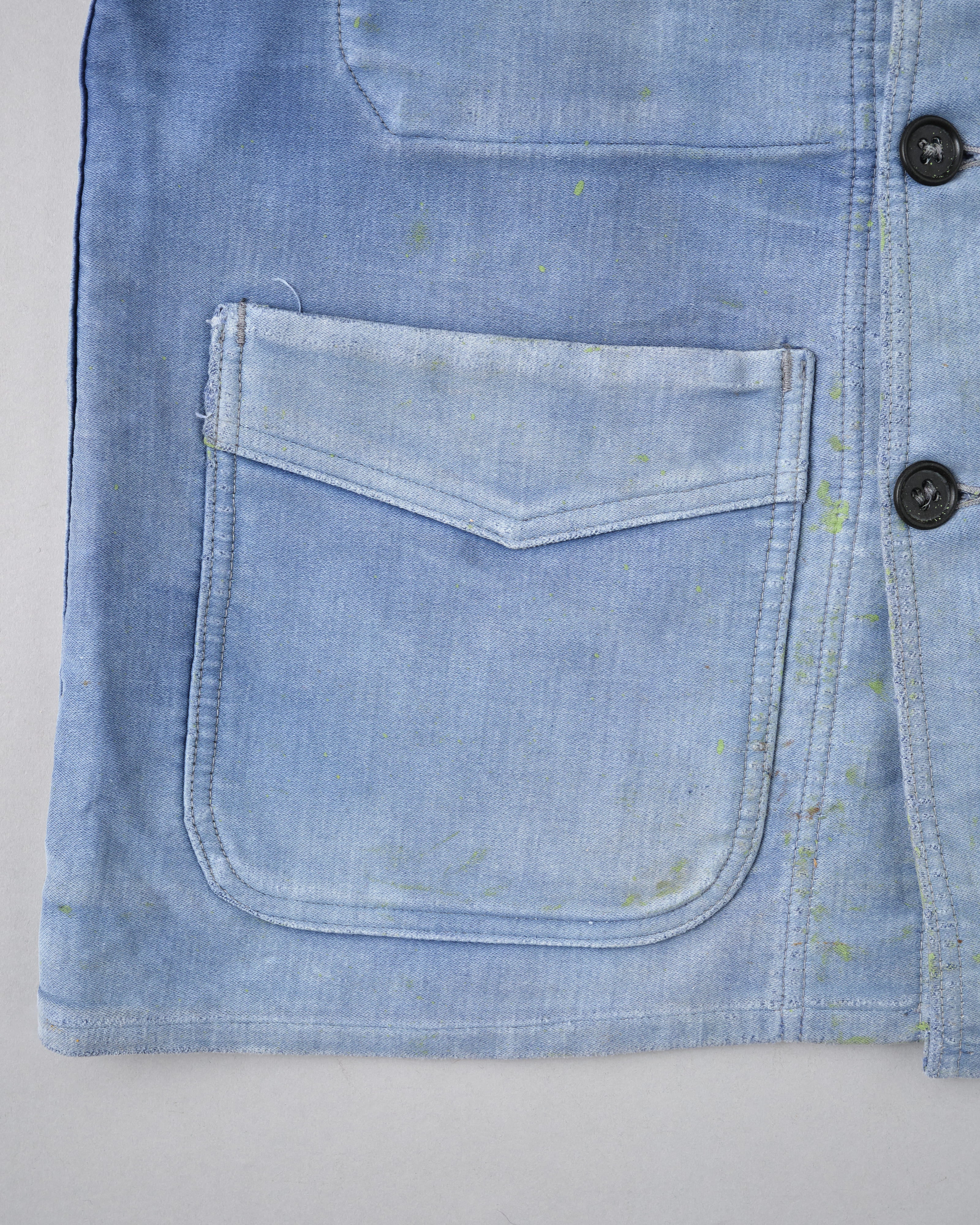 [~ 40's] Veste de travail de moleskin bleu vintage française "Adolphe Lafont"