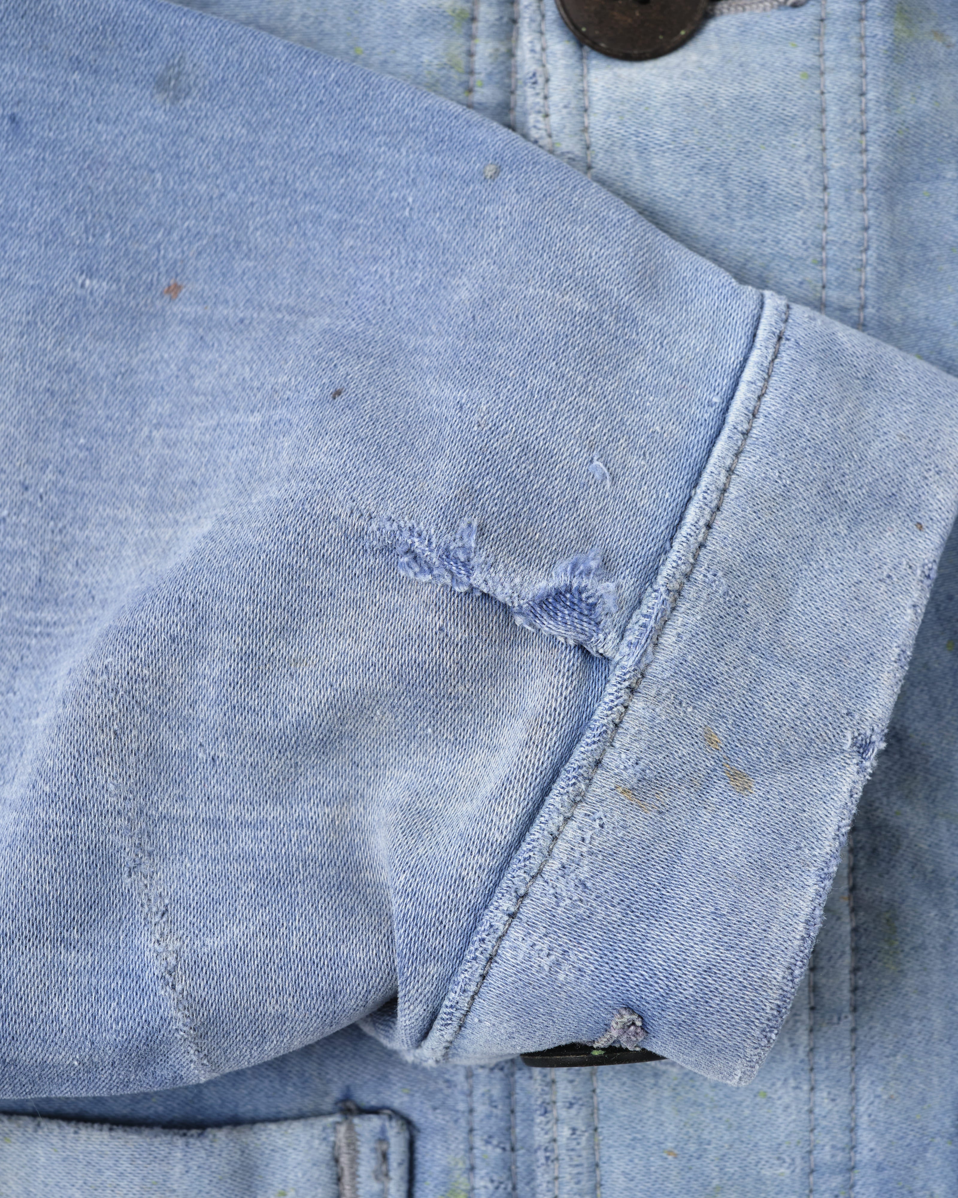 [~ 40's] Veste de travail de moleskin bleu vintage française "Adolphe Lafont"