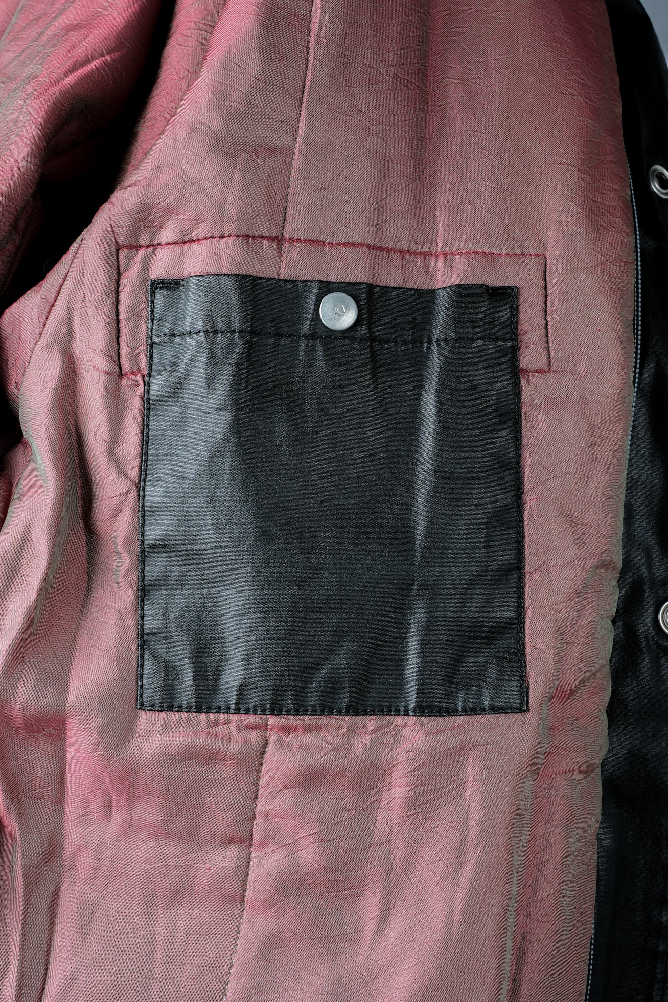 ［~90’s］Old ARMANI JEANS Black Cotton Resina Belted Jacket Size.54