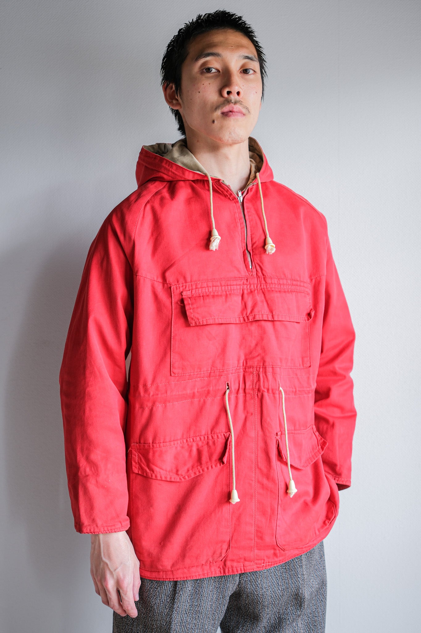 [~ 50's] British Vintage Red Cotton Mountain Smock