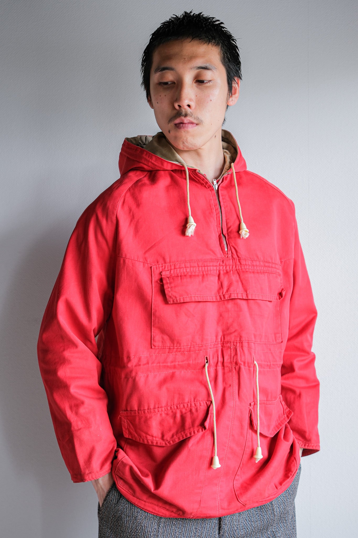 【~50's】British Vintage Red Cotton Mountain Smock