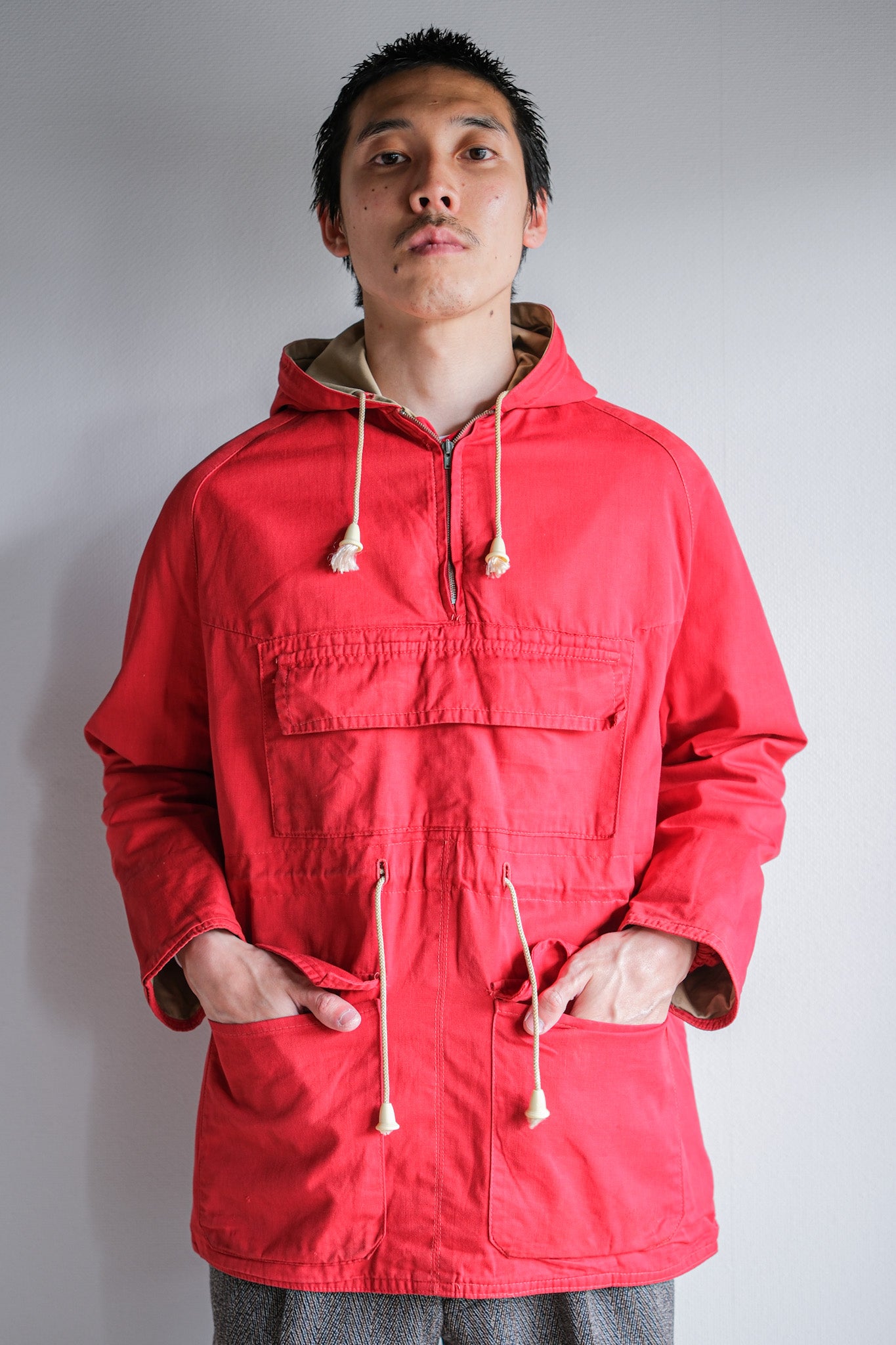 【~50's】British Vintage Red Cotton Mountain Smock