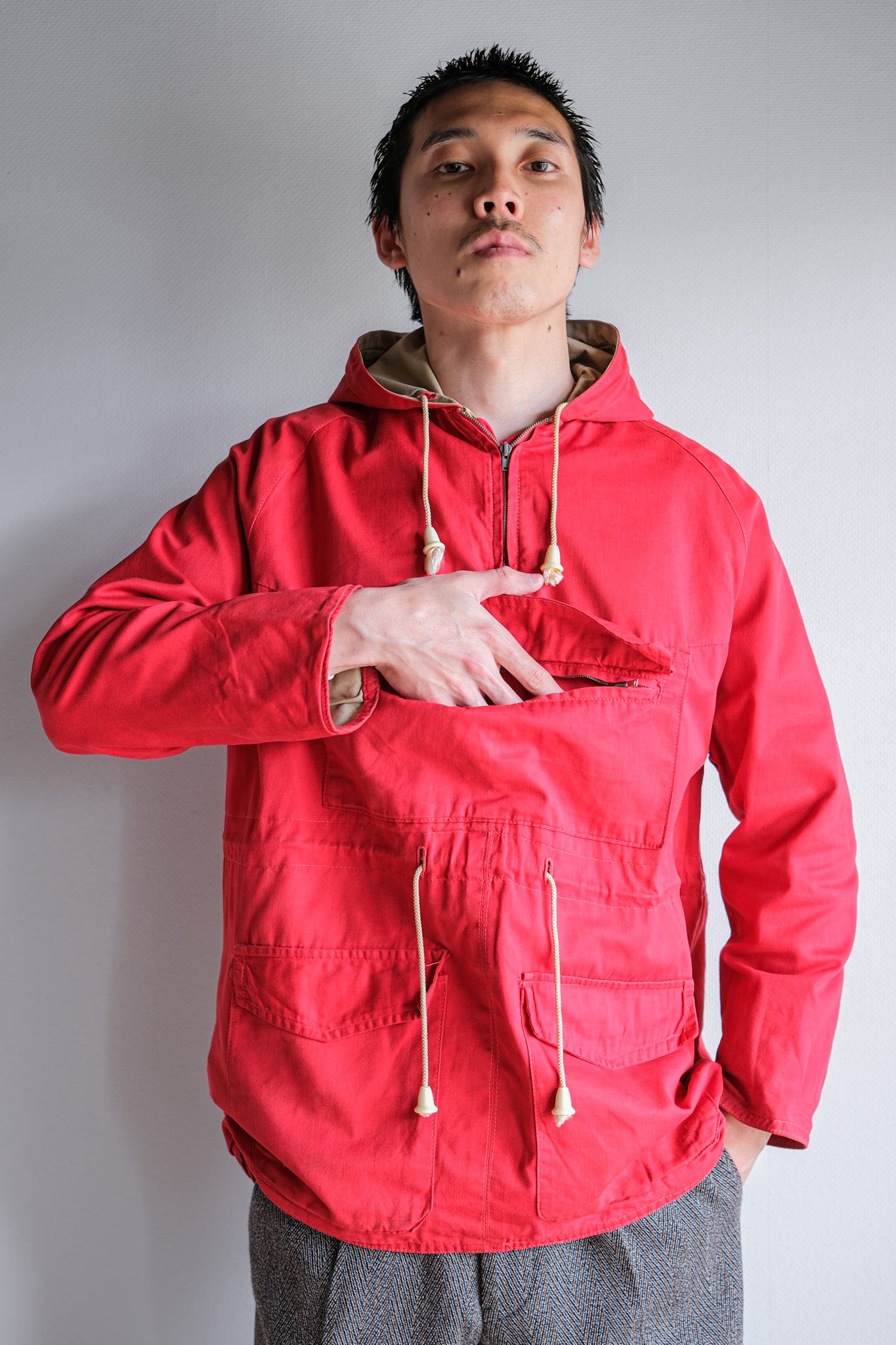 【~50's】British Vintage Red Cotton Mountain Smock