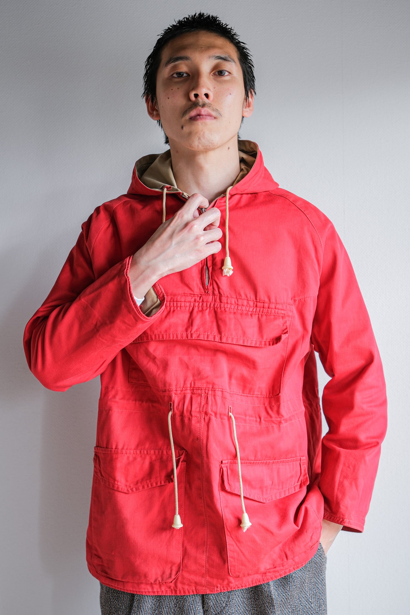 【~50's】British Vintage Red Cotton Mountain Smock