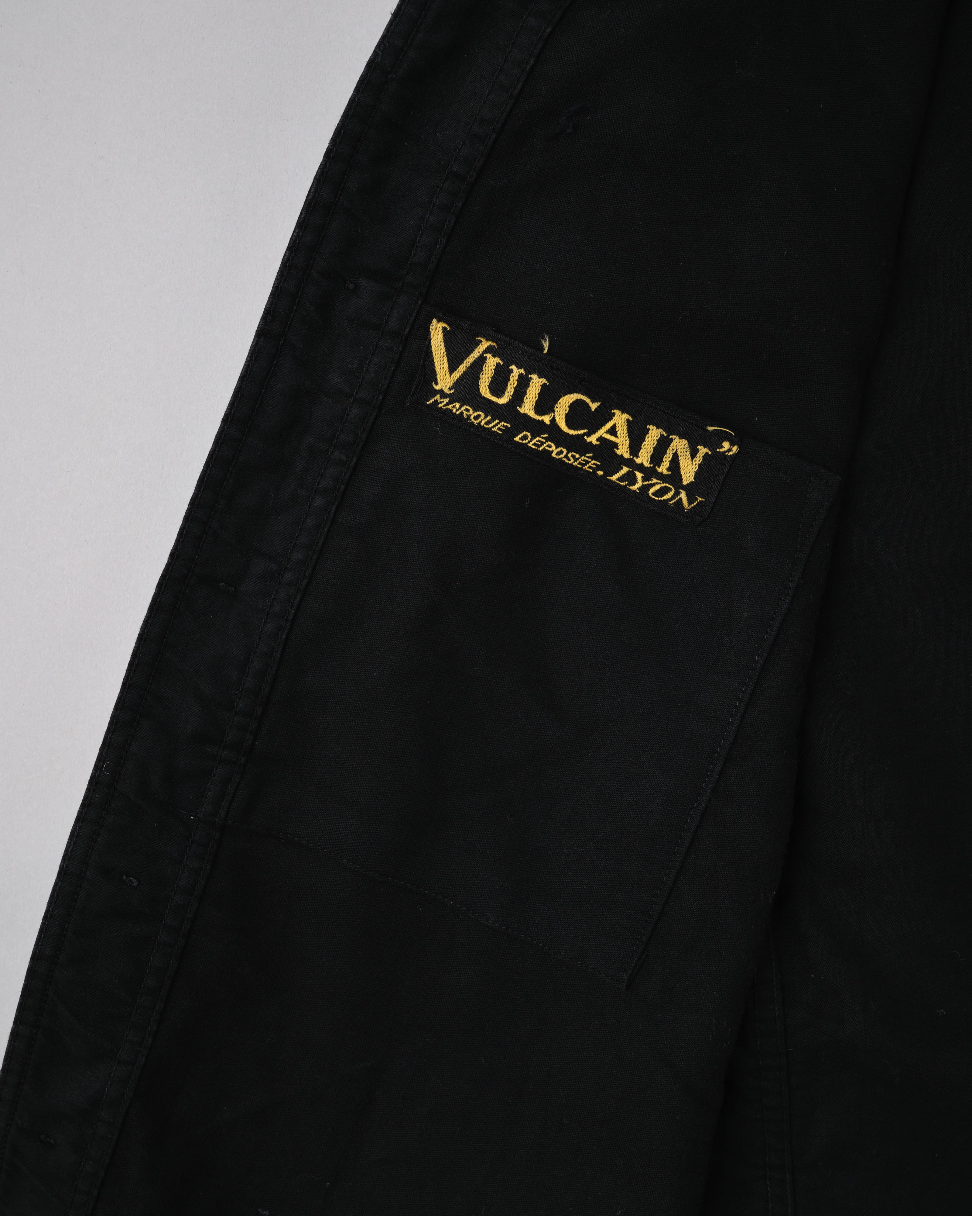 [~ 40's] Jacket de travail de moleskin noirs vintage français "Vulcain"