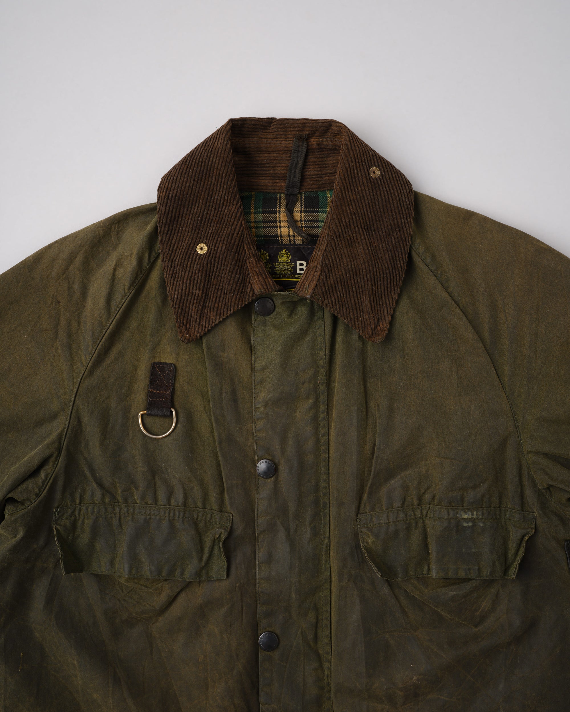 ［~80's］Vintage Barbour Waxed Cotton Jacket "SPEY" 2 Crest Size.MEDIUM