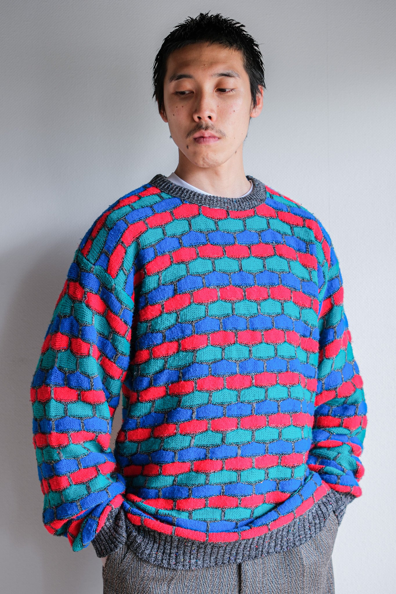 【~90's】American Vintage Acrylic Patterned Sweater Size.LARGE