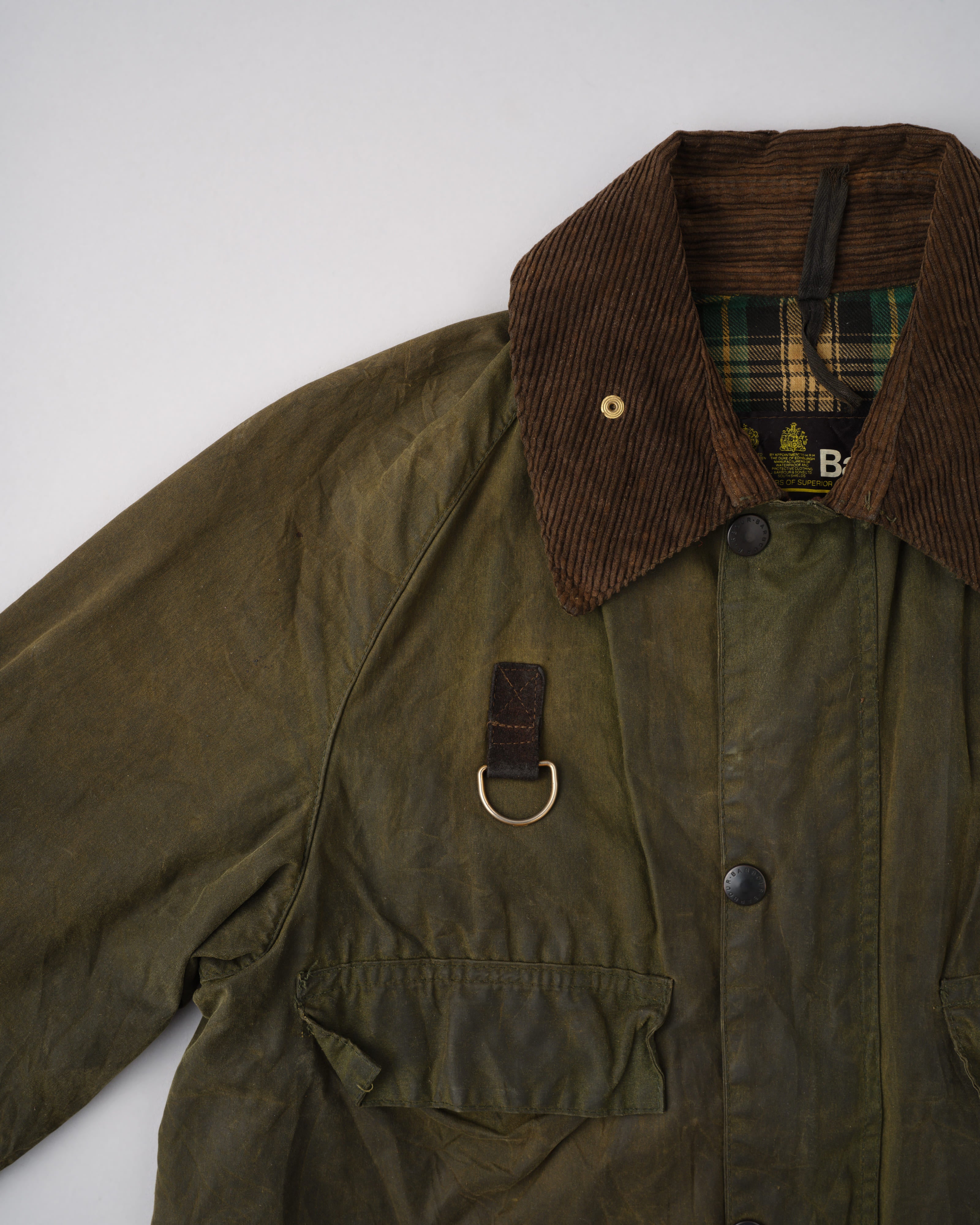 【~80's】Vintage Barbour Waxed Cotton Jacket "SPEY" 2 Crest Size.MEDIUM