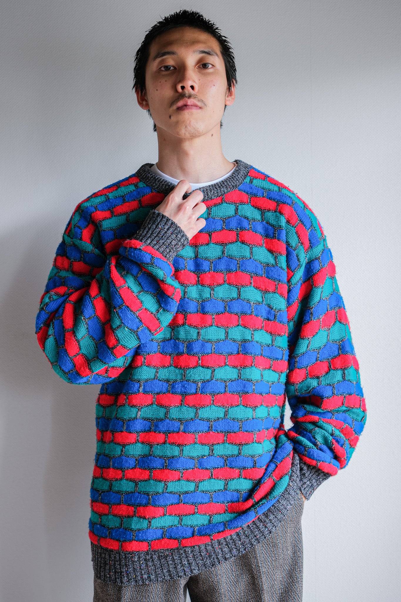 【~90's】American Vintage Acrylic Patterned Sweater Size.LARGE