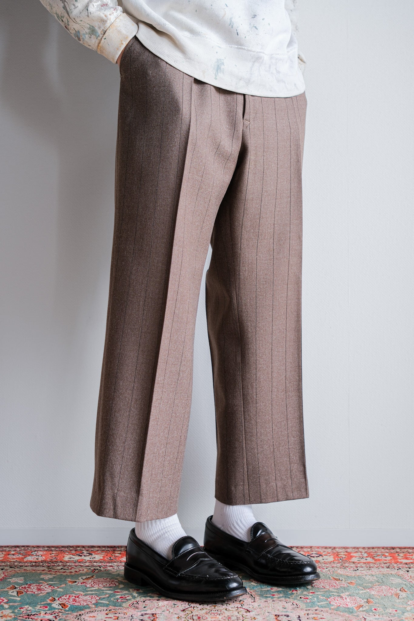 [〜70年代]英國復古羊毛條紋長褲
