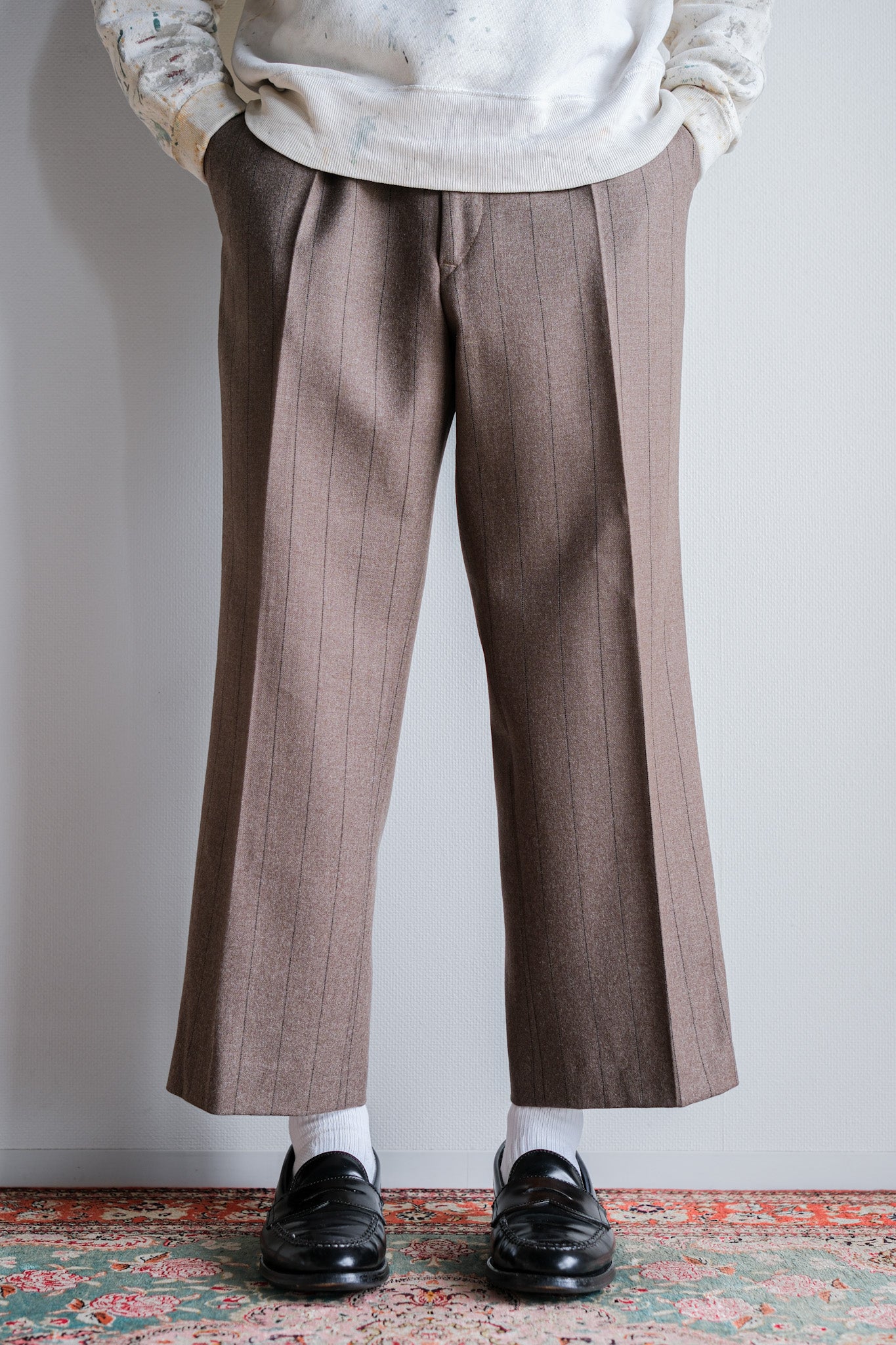 [~ 70's] British Vintage Wool Striped Trousers