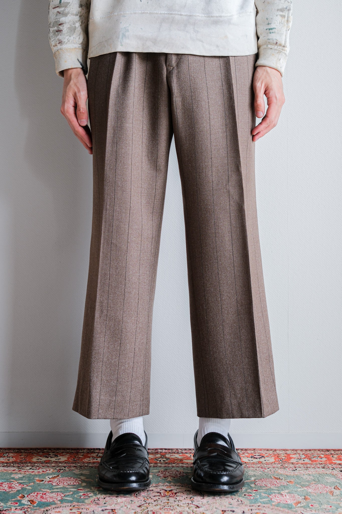 [~ 70's] British Vintage Wool Striped Trousers