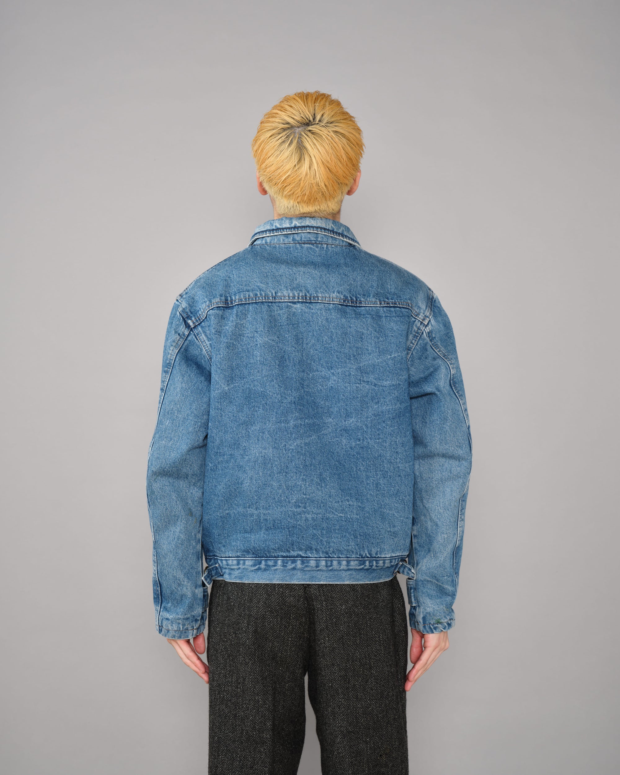 【~80’s】Italian Vintage D-ring Strap Front Design Denim Blouson Size.44