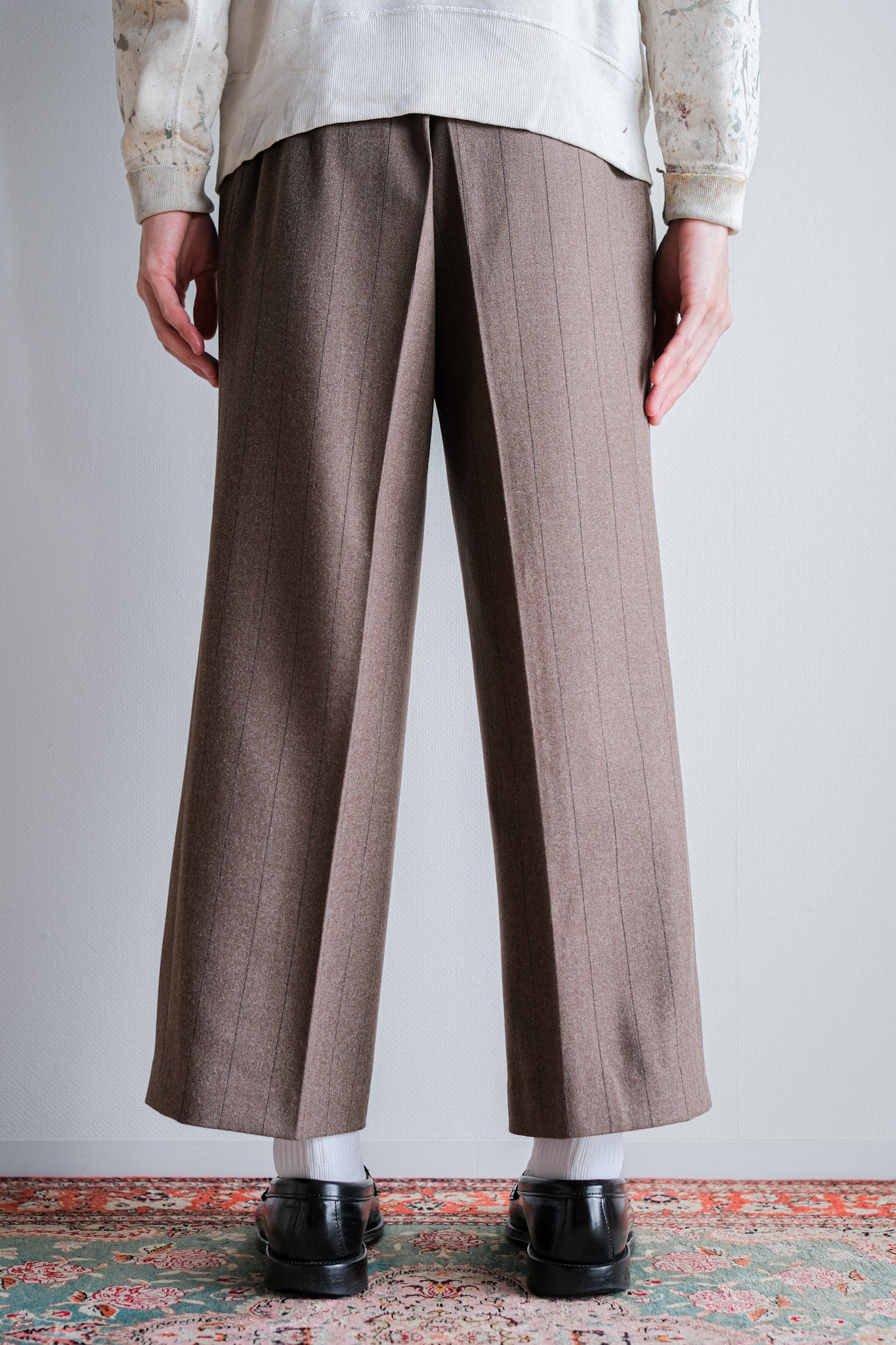 [~ 70's] British Vintage Wool Striped Trousers