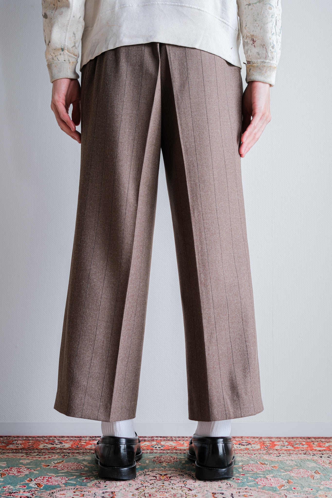 ［~70's］British Vintage Wool Striped Trousers
