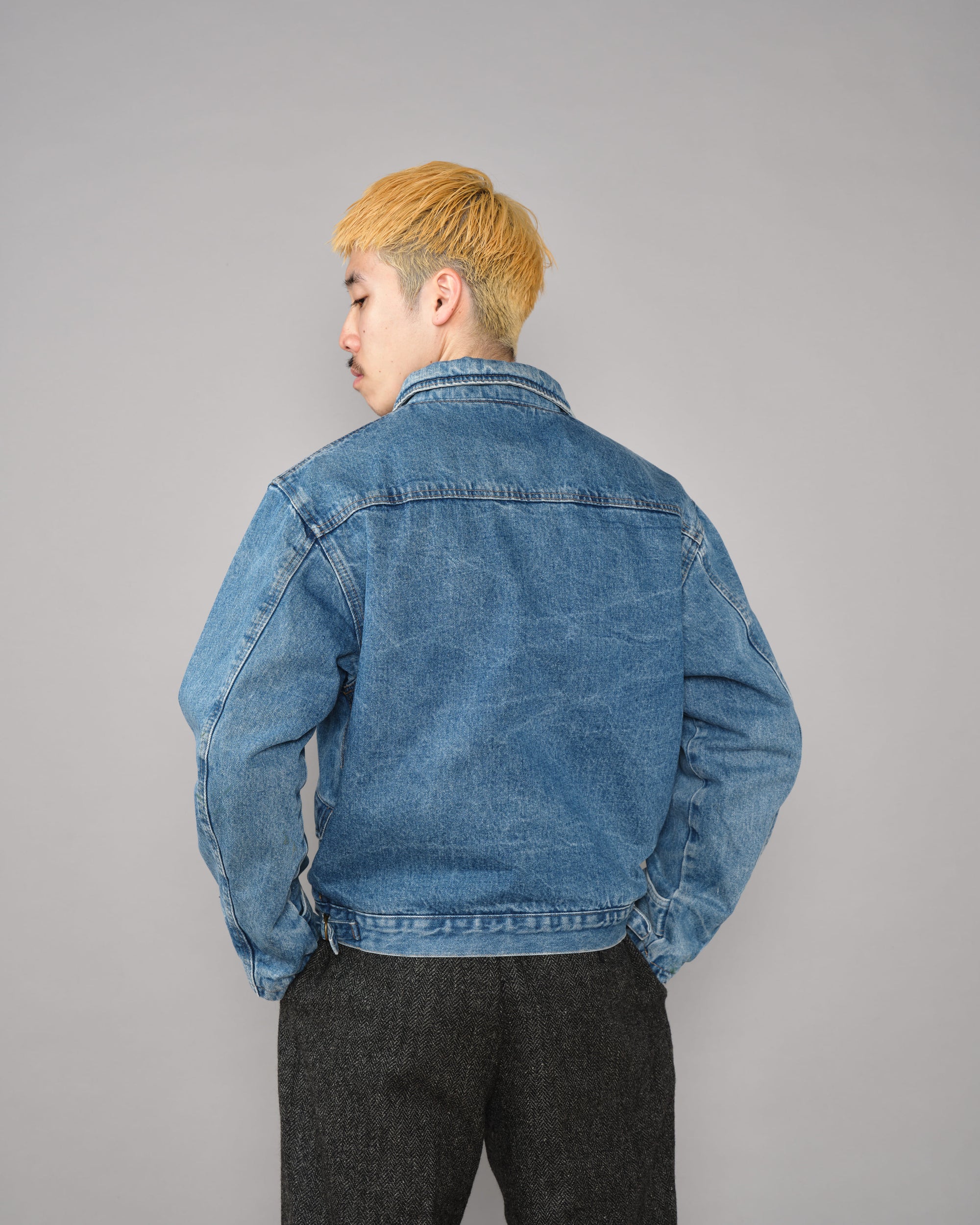 【~80’s】Italian Vintage D-ring Strap Front Design Denim Blouson Size.44