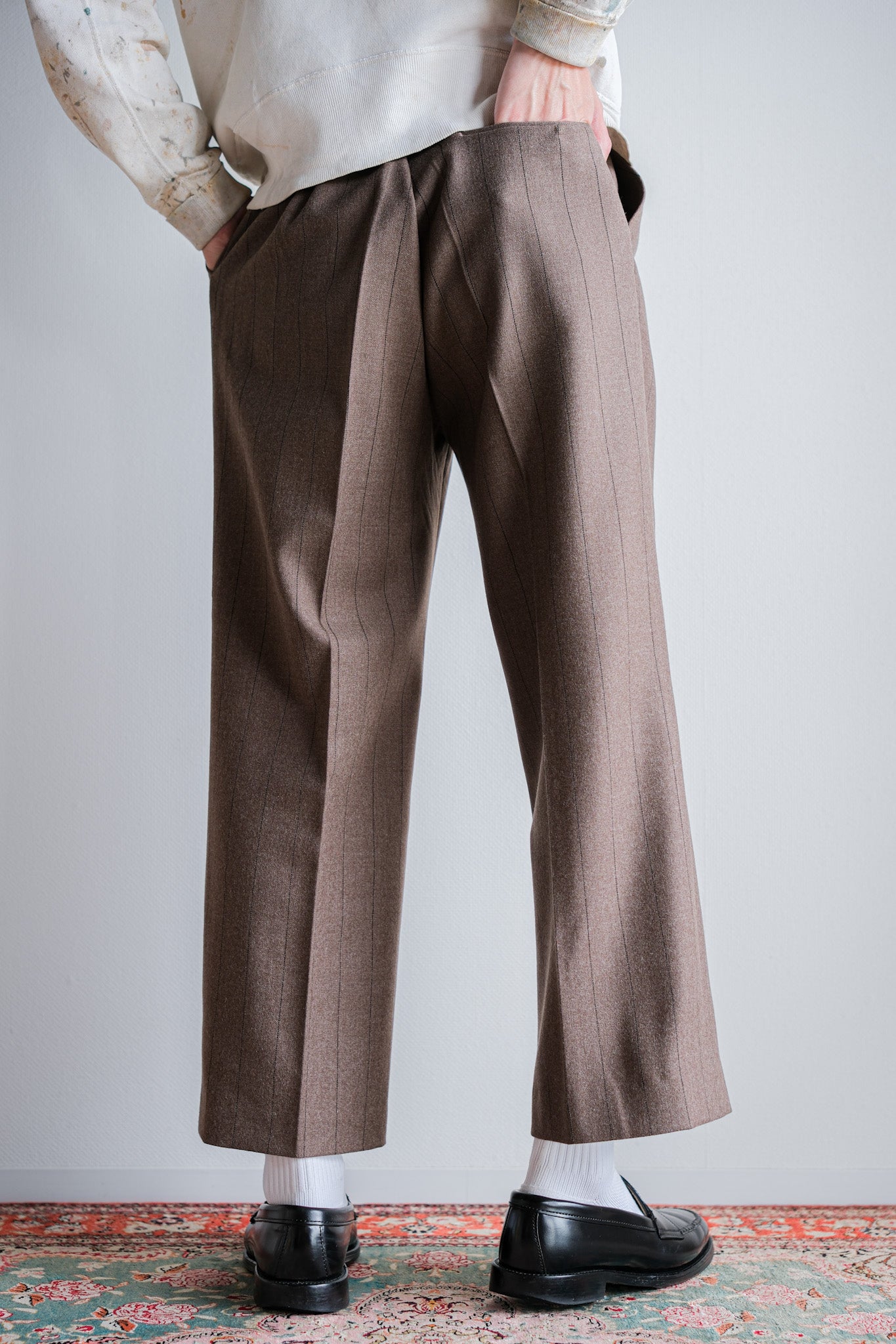 [~ 70's] pantalon à rayures en laine vintage britannique