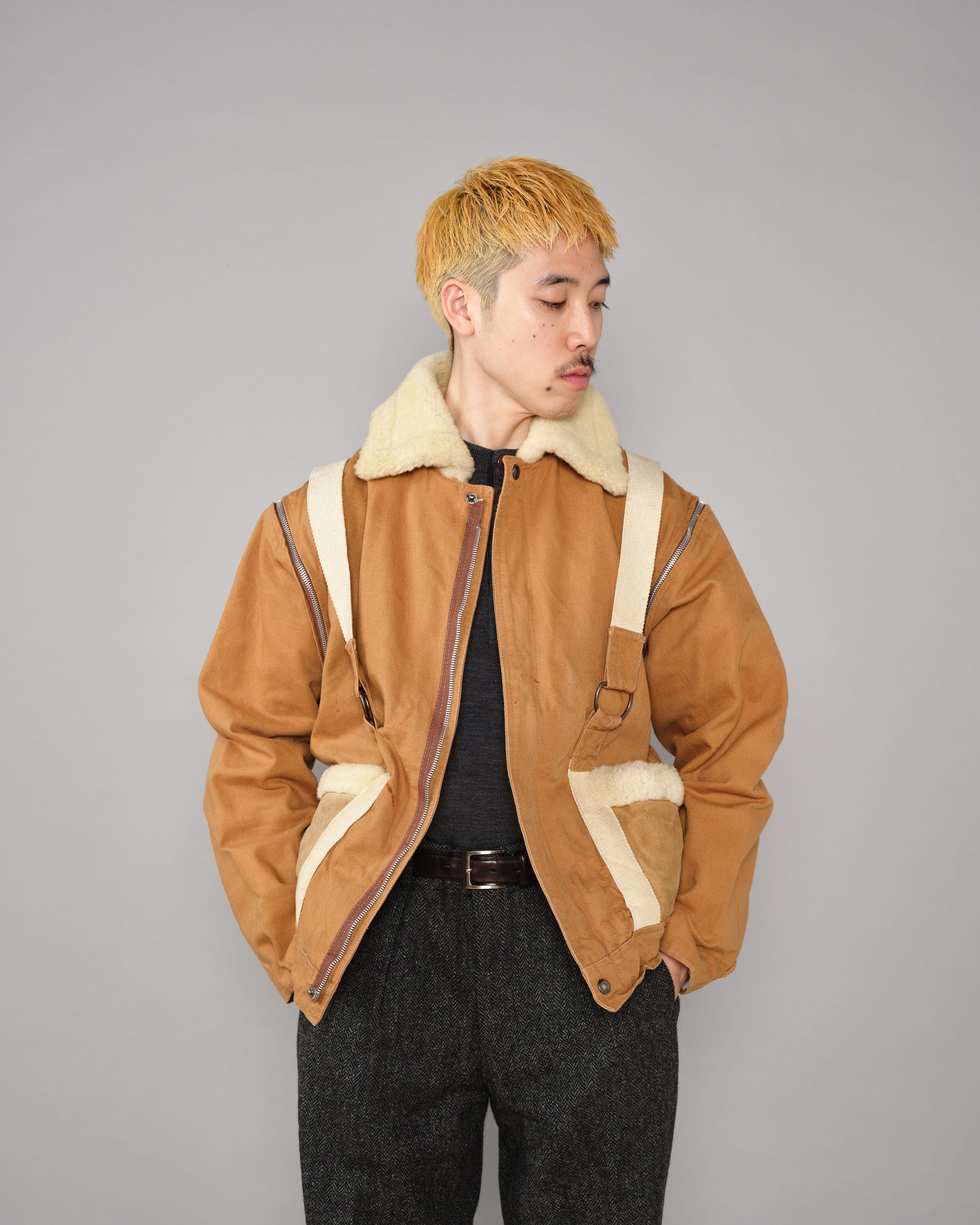 ［~80’s］French Vintage Deformed Design Detachable Sleeve Blouson