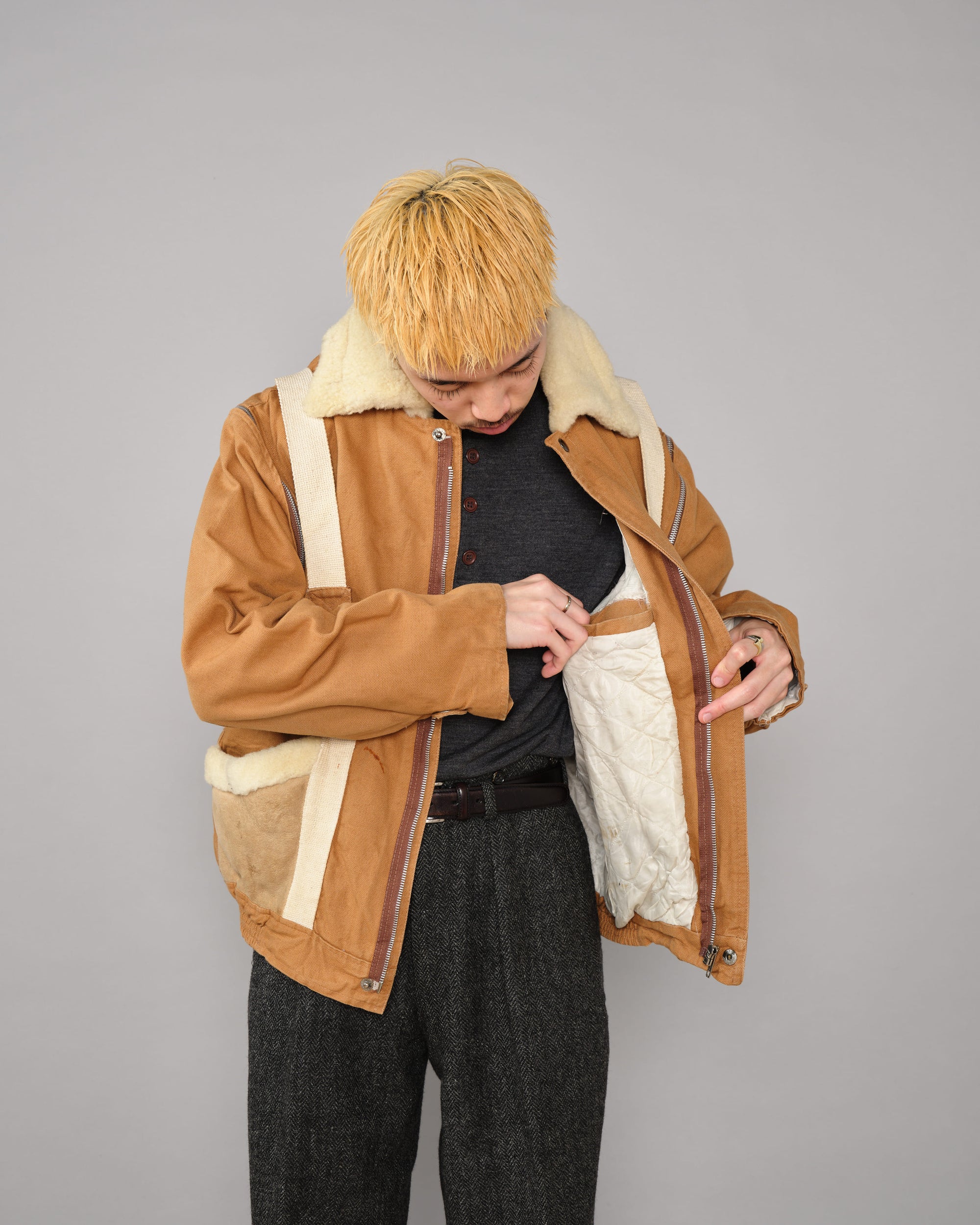 ［~80’s］French Vintage Deformed Design Detachable Sleeve Blouson